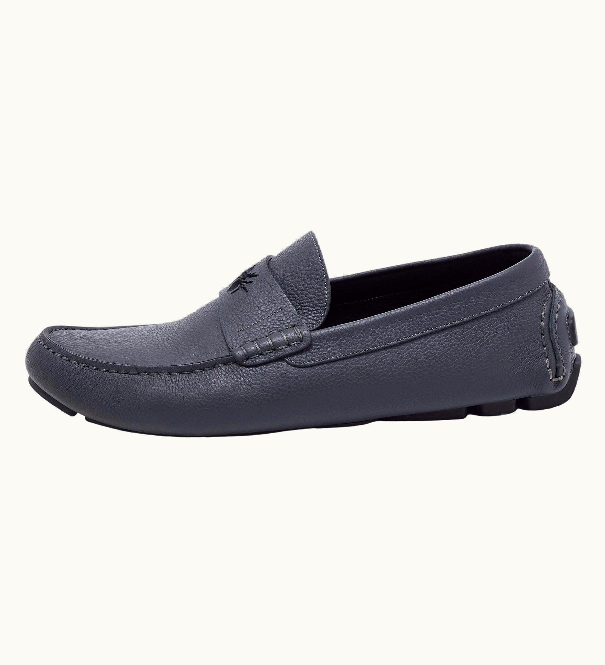 Dior Dior Grey Leather Slip On Loafers