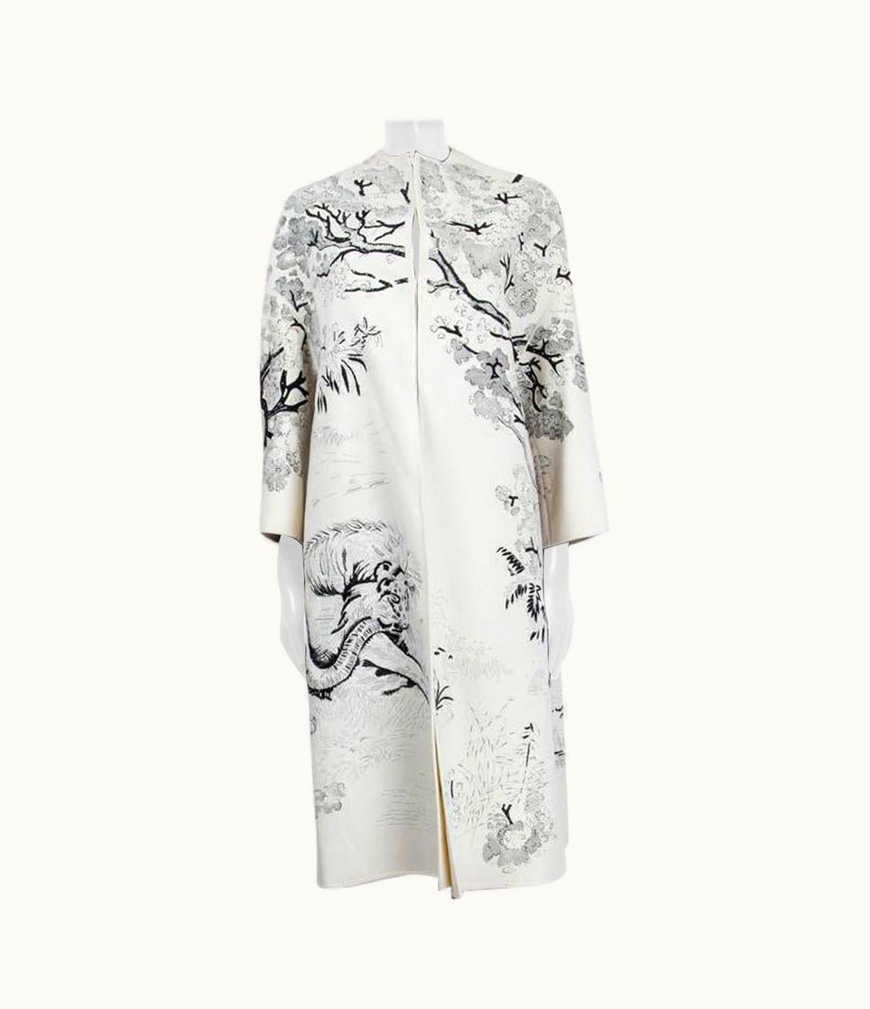 Dior Christian Dior White Wool & Rabbit Hair 2019 Embroidered Coat Jacket UZ0571194