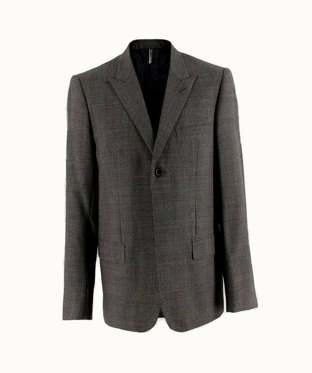 Dior Dior Grey Wool Houndstooth Single Breasted Jacket - Eu