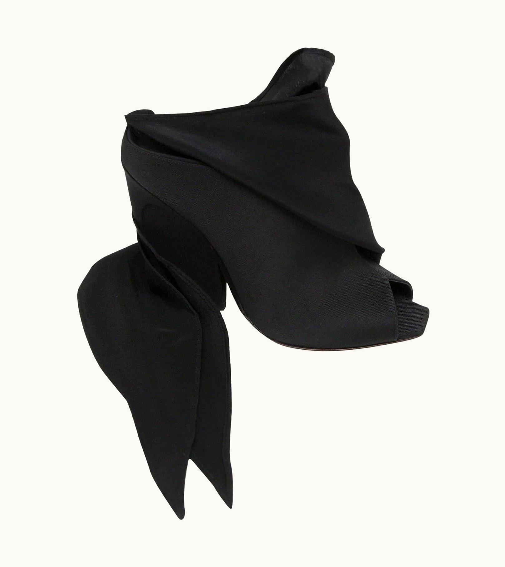 Dior Christian Dior Black Sandal Slide Ankle Wrap Peep Toe