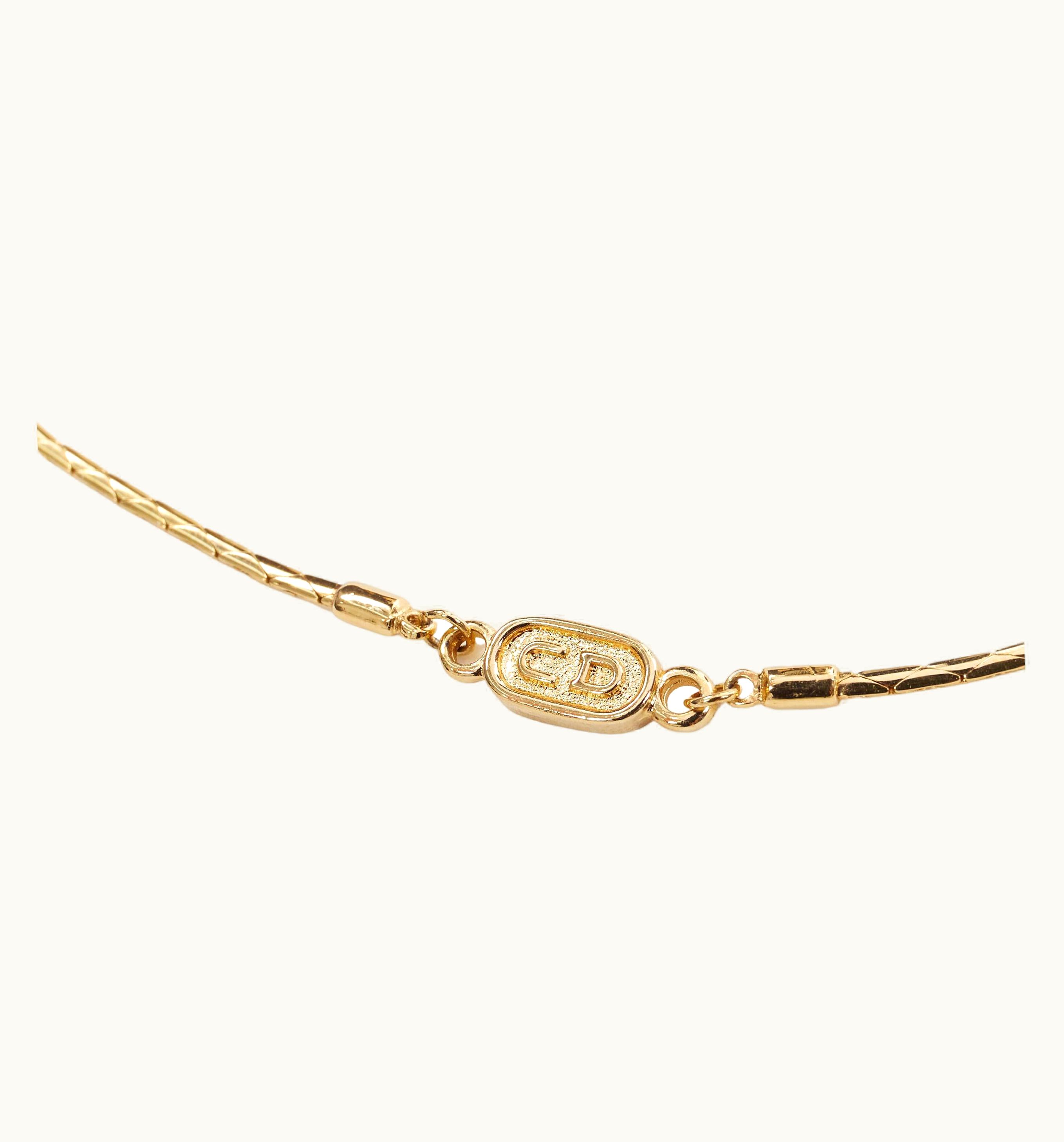 Dior Vintage Christian Dior Cd Logo Gold Box Link Choker Short Necklace