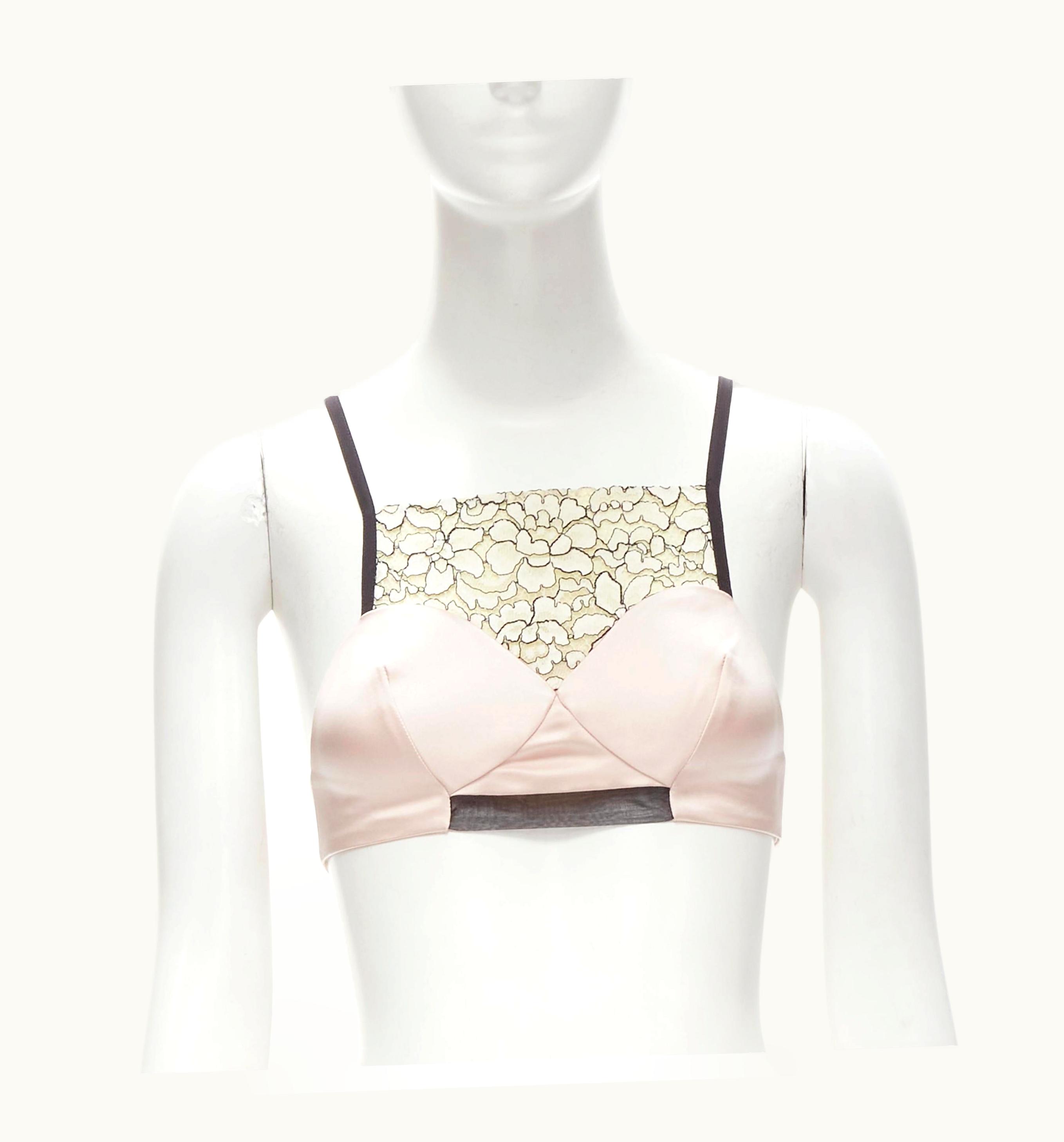Raf Simons Christian Dior Raf Simons Light Pink Lace Panel Bustier Bralette Top