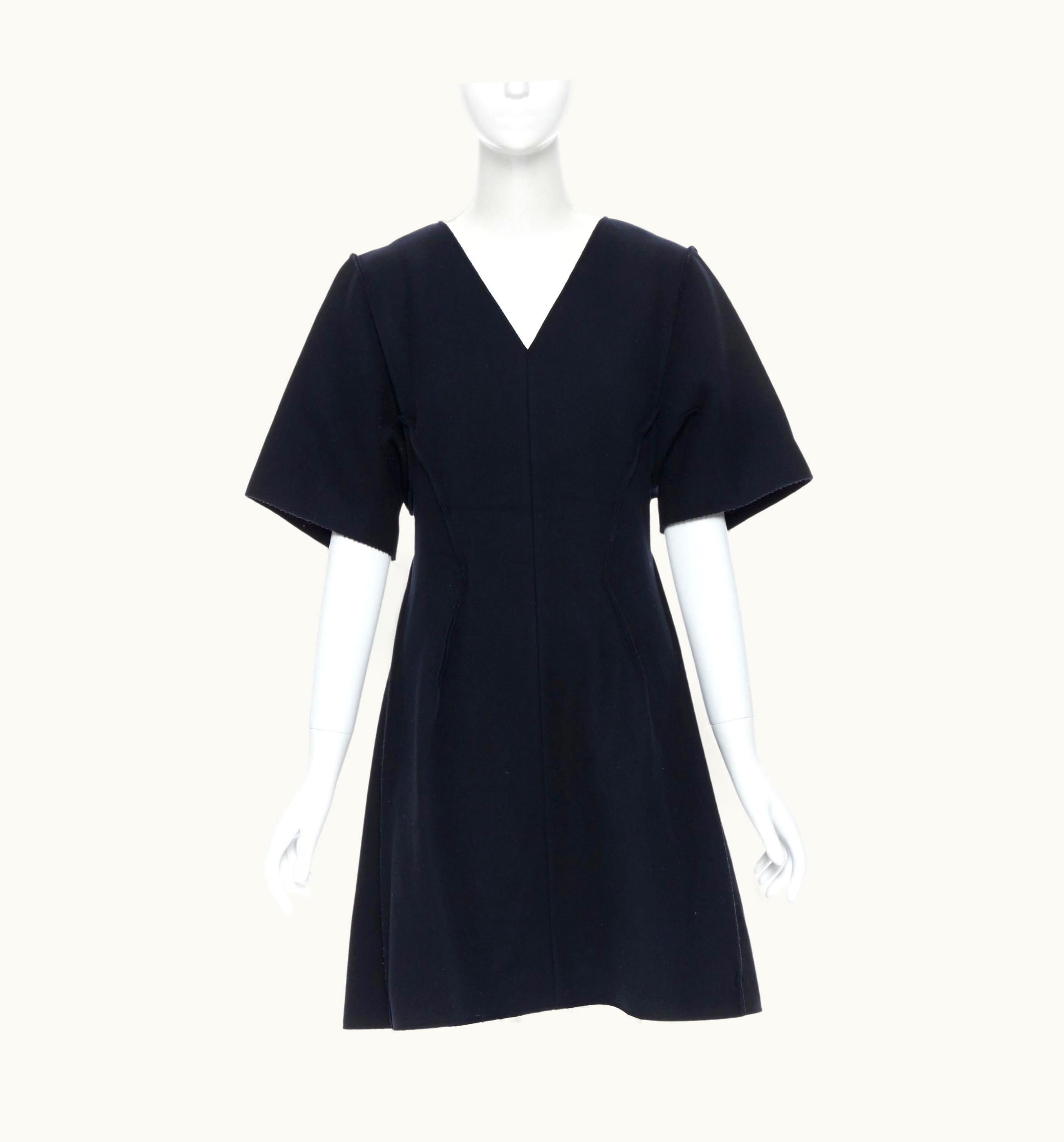 Raf Simons Christian Dior Raf Simons Lack Wool Felt Reversed Seams Flared Dress