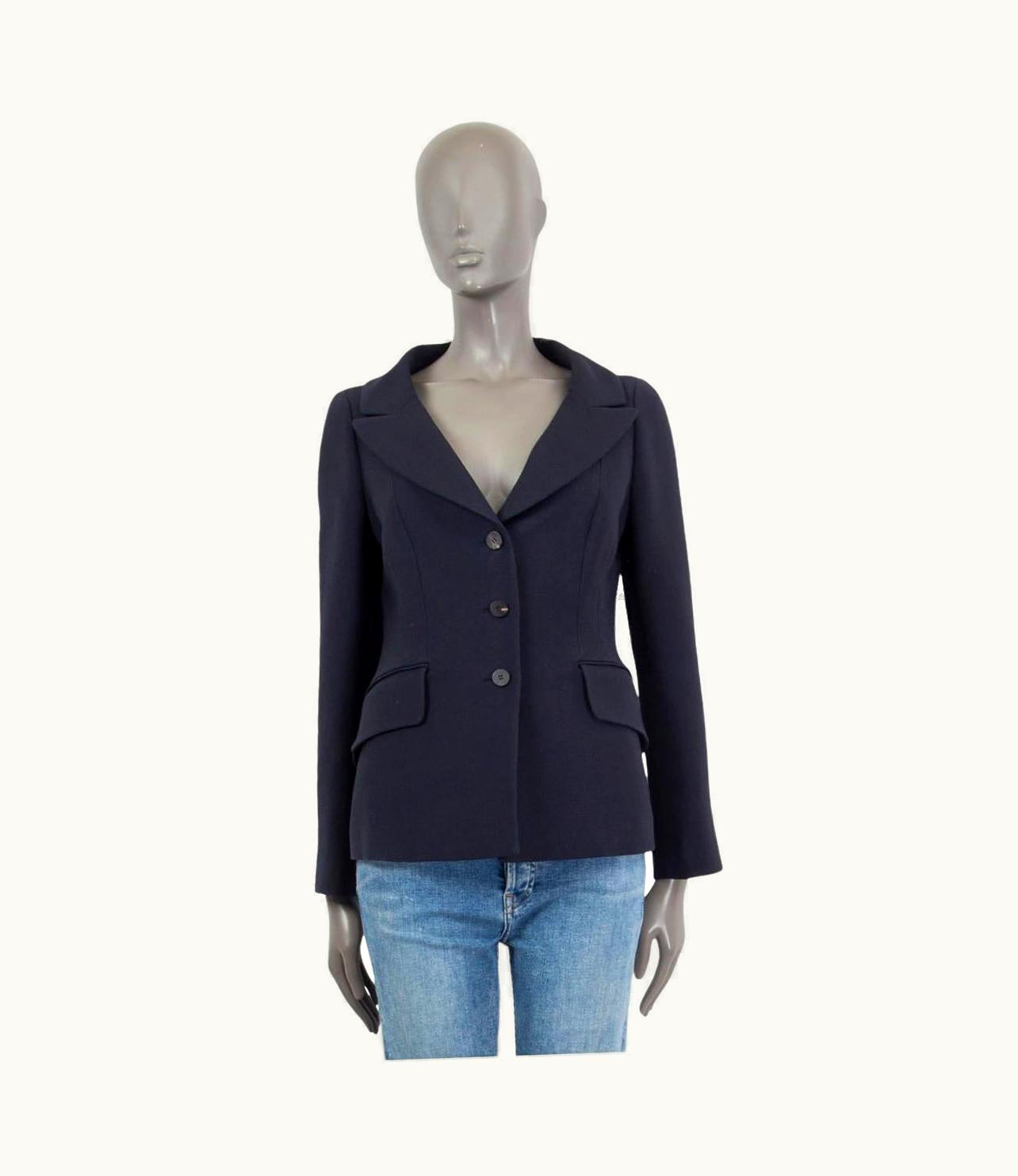 Dior Christian Dior Navy Blue Wool & Silk 2019 Portrait Bar Blazer Jacket UZ0571212