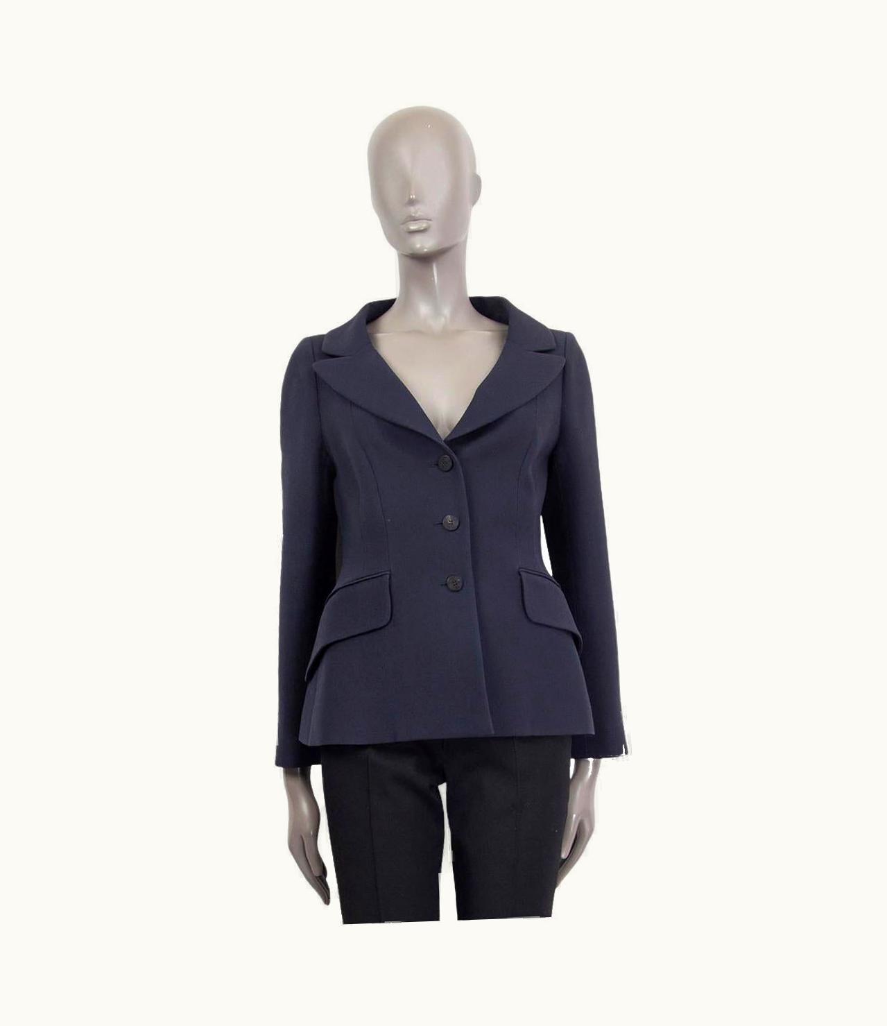 Dior Christian Dior Navy Blue Wool & Silk 2019 Portrait Bar Blazer Jacket UZ0571218