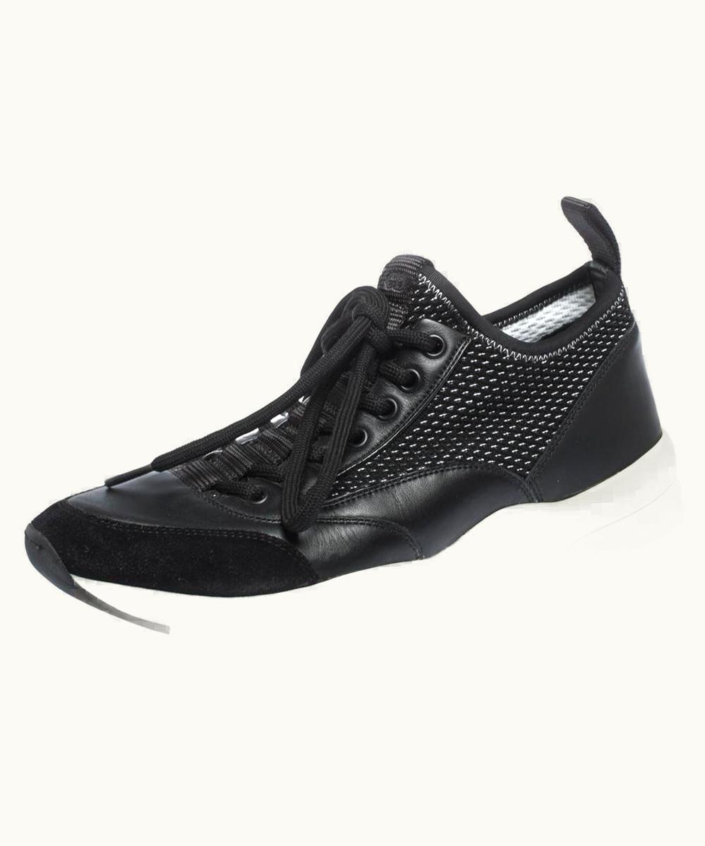 Dior Dior Homme Black Leather And Stretch Knit Lace Up Sneakers