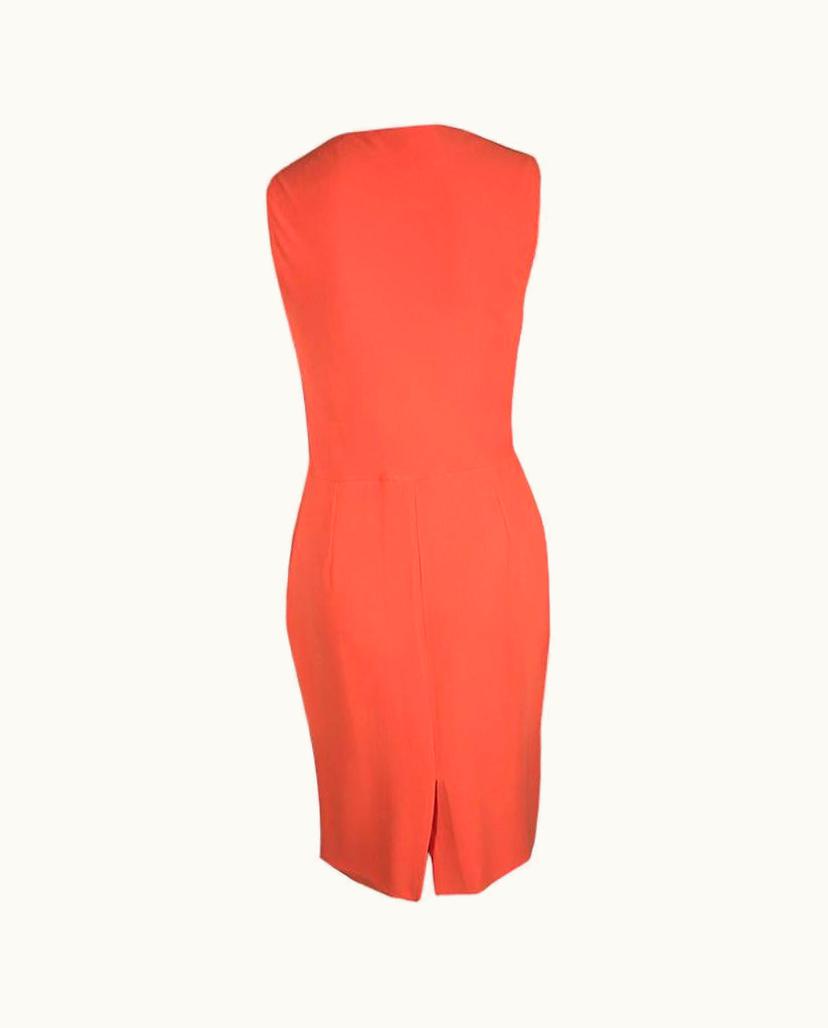 Dior Dior Orange Silk Cowl Neck Sleeveless Dress