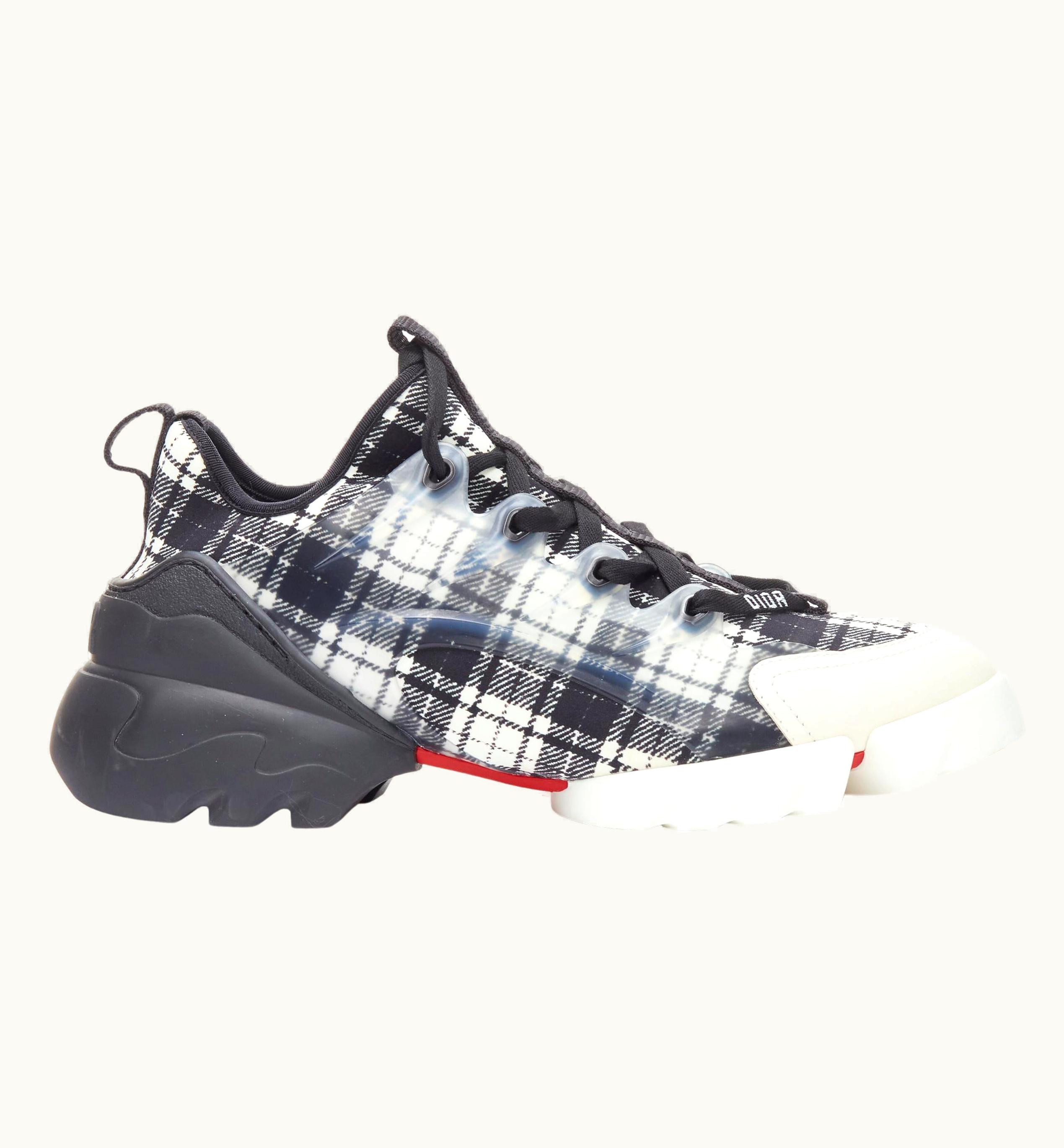 Dior Christian Dior D Connect Black White Plaid Check Chunky Sole Sneaker