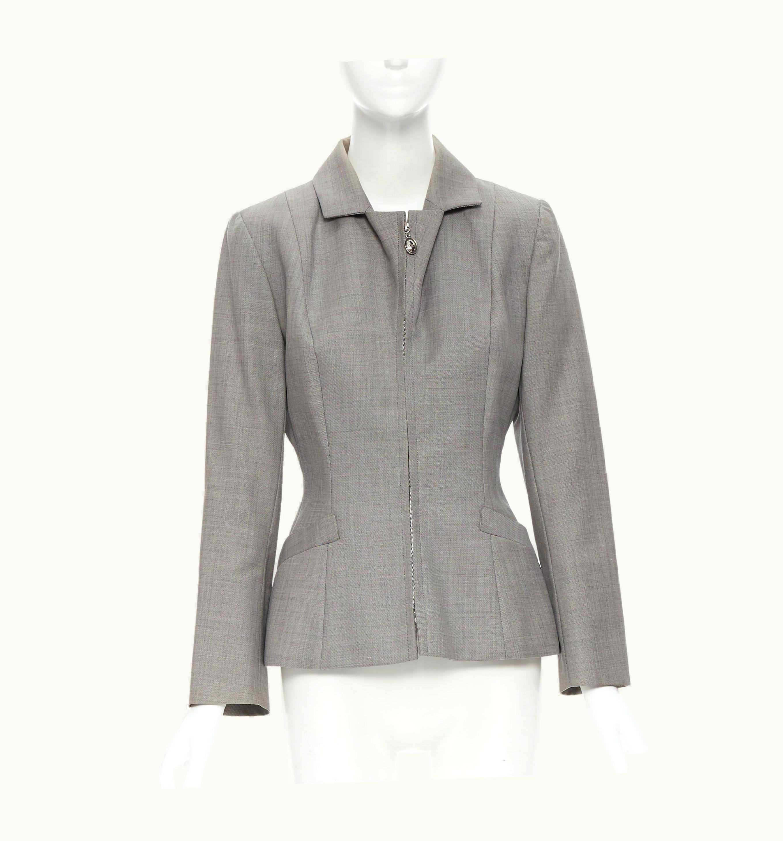 Dior Vintage Christian Dior Grey Wool Cd Charm Panel Jacket Pants Set