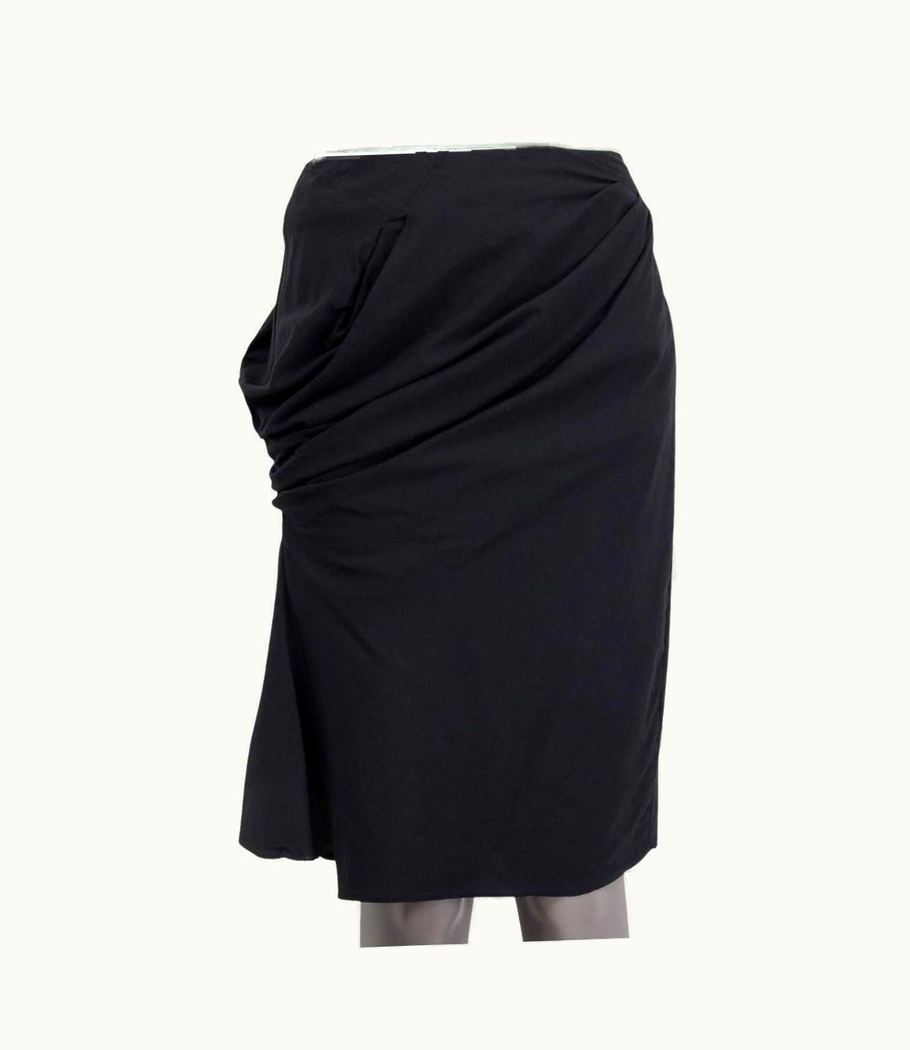 Dior Christian Dior Black Viscose & Wool Asymmetric Draped Skirt