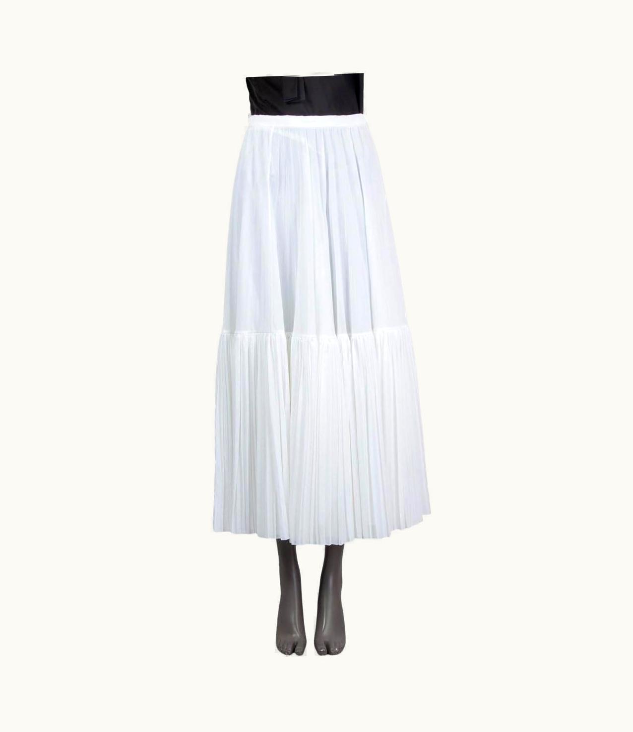 Dior Christian Dior White Cotton Resort 2019 Pleate Maxi Skirt
