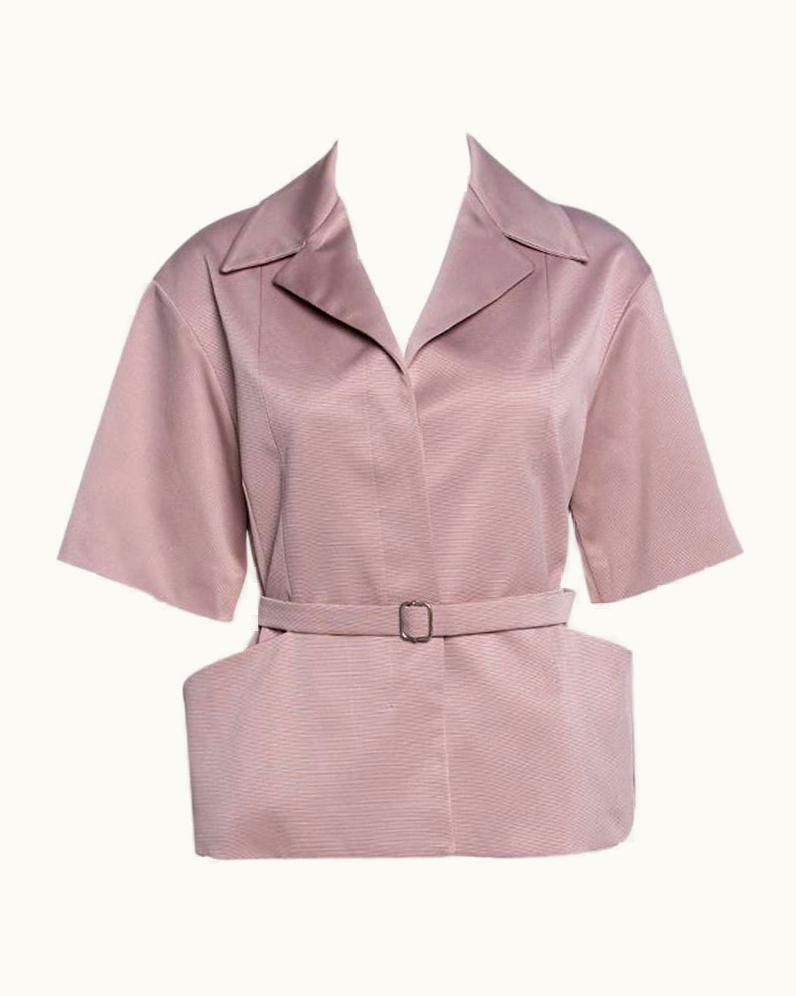 Dior Christian Dior Blush Pink Silk Belted Top
