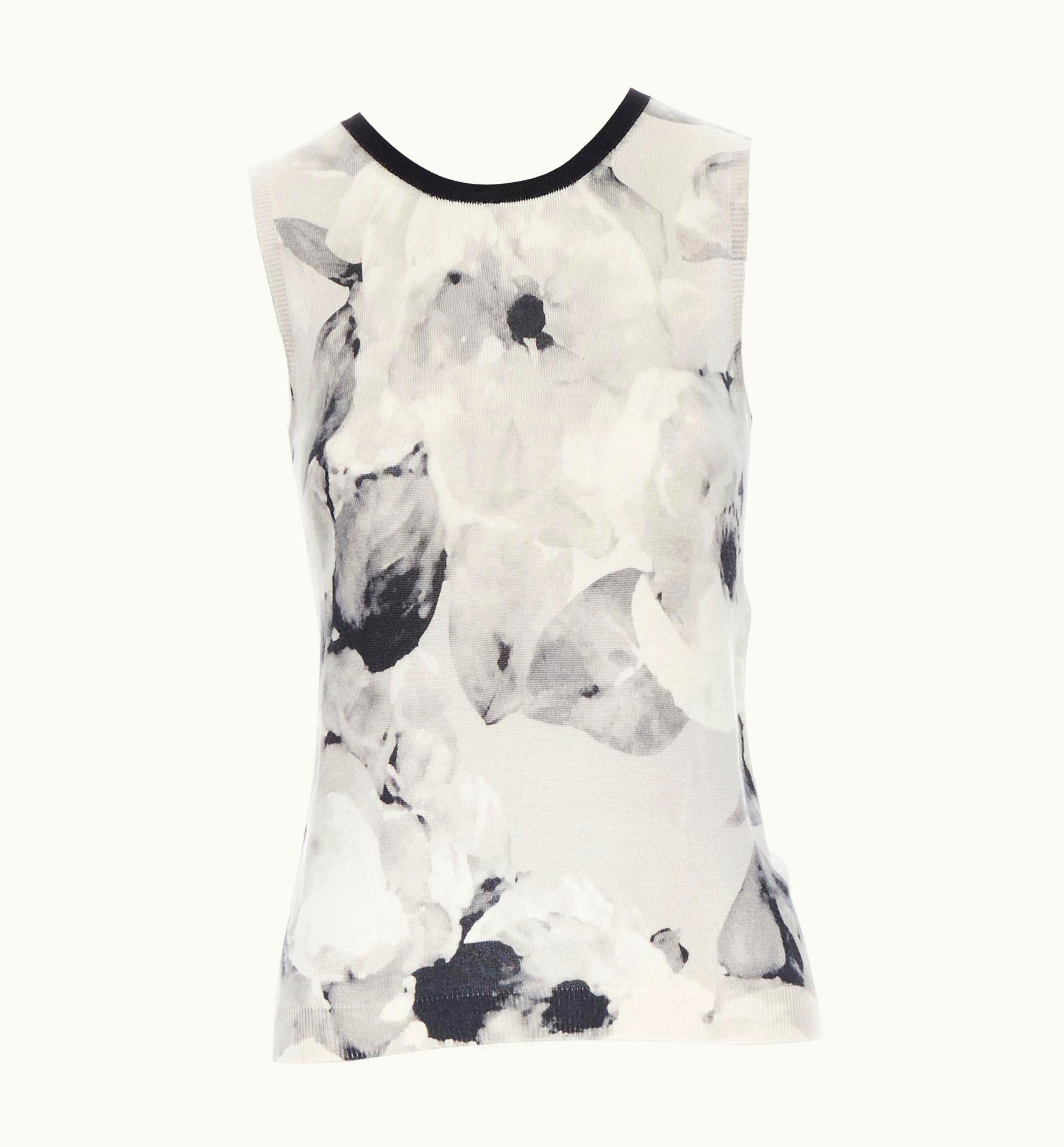 Dior Christian Dior Cashmere Silk Knit Floral Print Sleeveless Vest Sweater Top