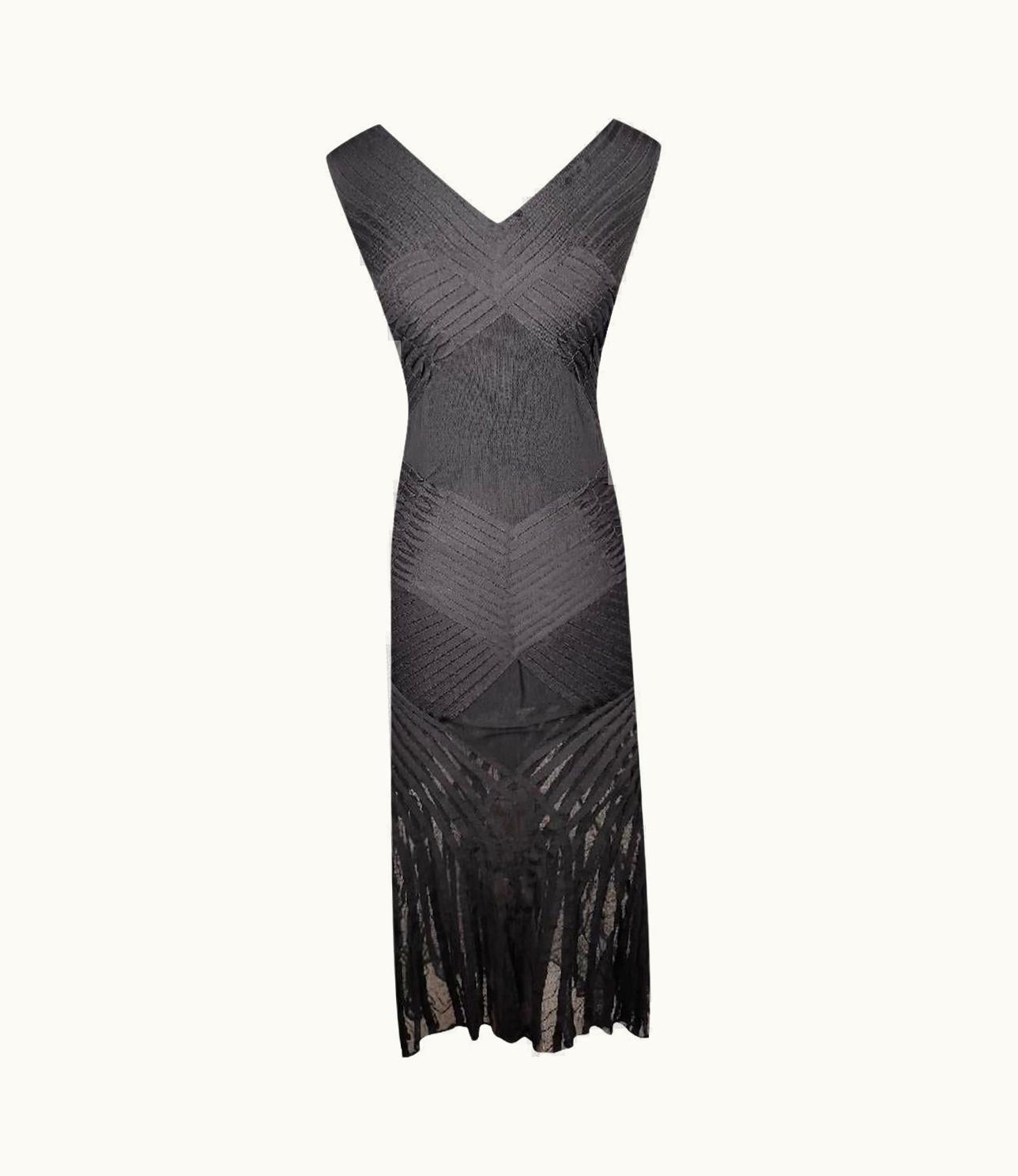 Dior Christian Dior Black w/TULLE Inserts Midi Dress Size - It