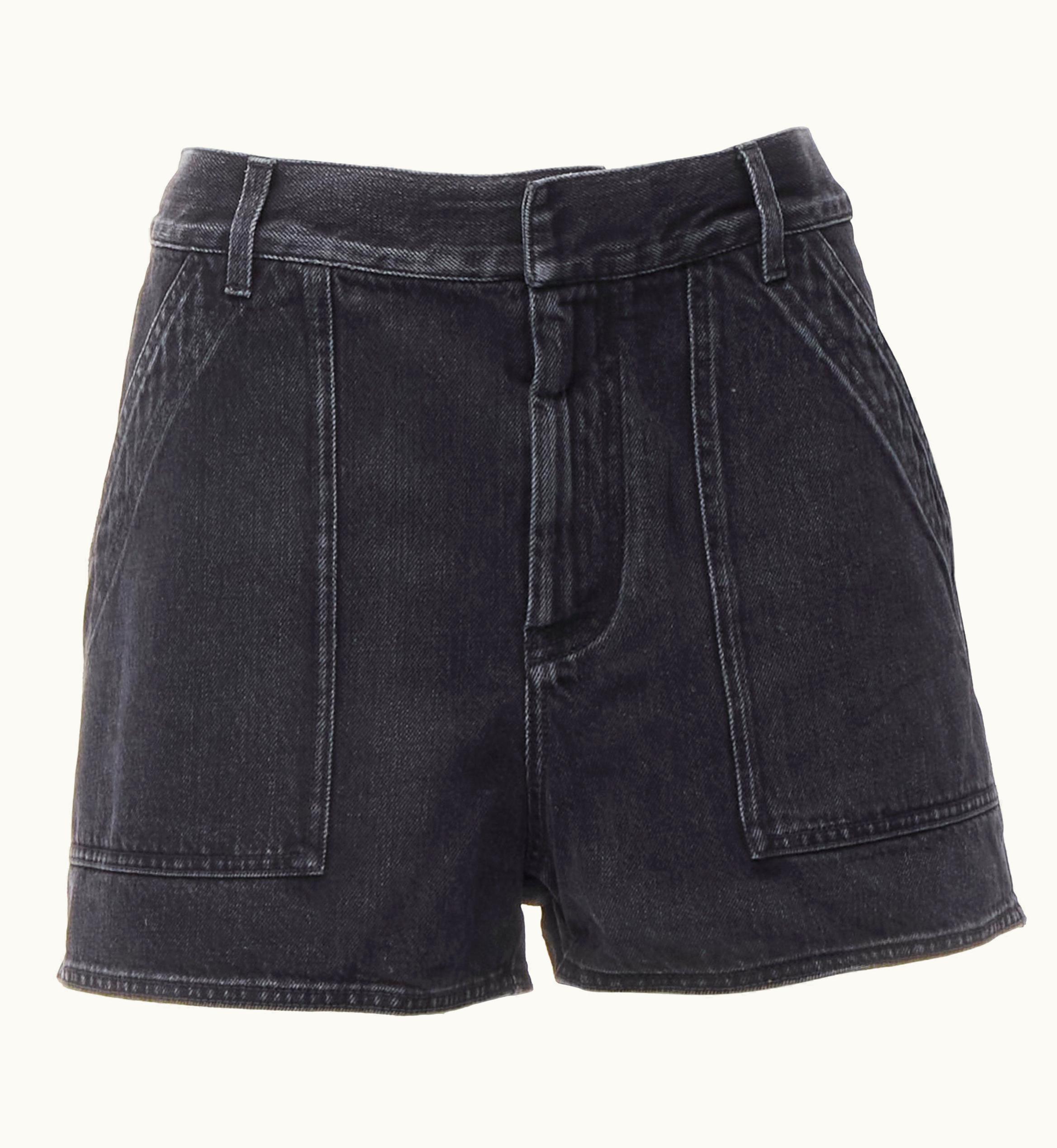 Dior Christian Dior Grey Washed Cotton Denim Cargo Pocket Shorts