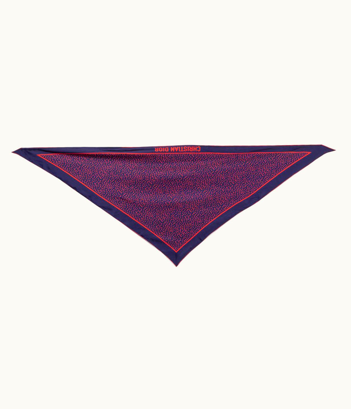 Dior Christian Dior Blue & Red Silk Heart-print Triangle Scarf