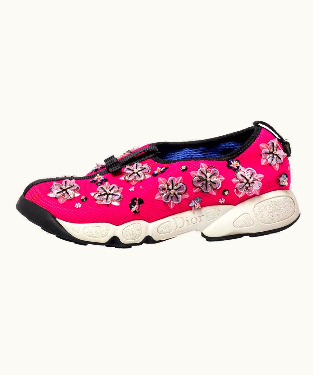 Dior Dior Pink Mesh Embellished Fusion Slip On Sneakers