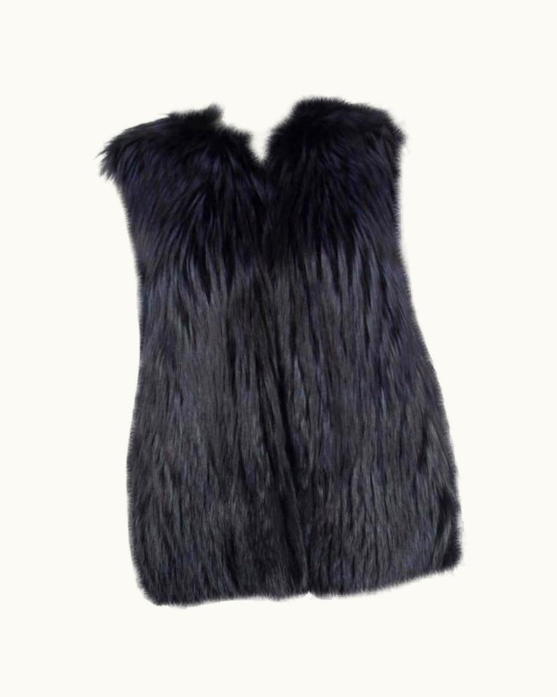 Dior Christian Dior Dark & Light Blue Fox Fur Vest Jacket