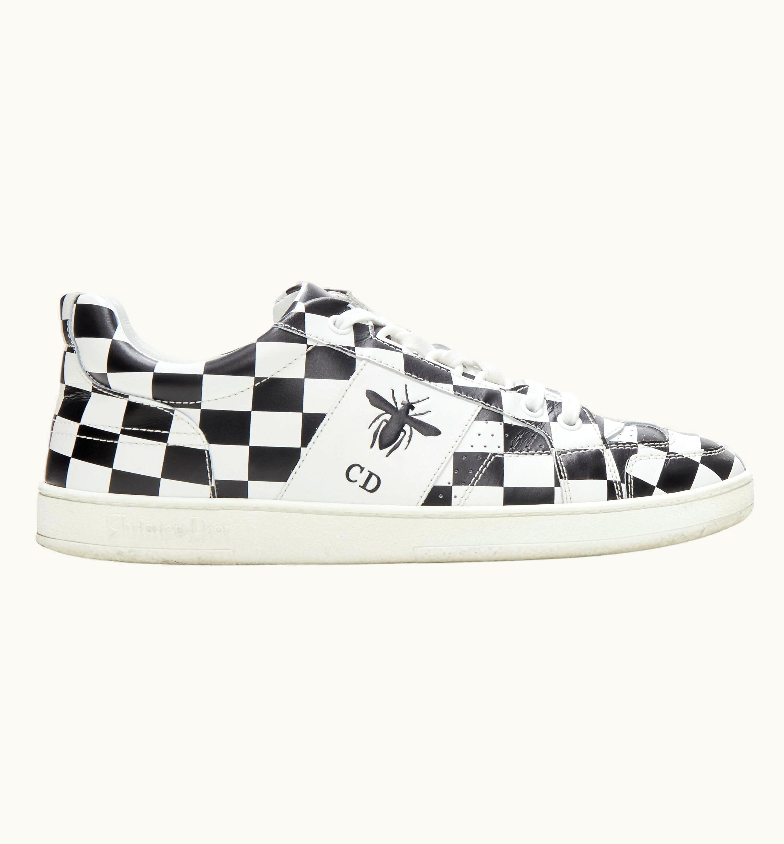 Dior Christian Dior D-Bee Black White Checker Cd Bee Logo Low Top Sneaker