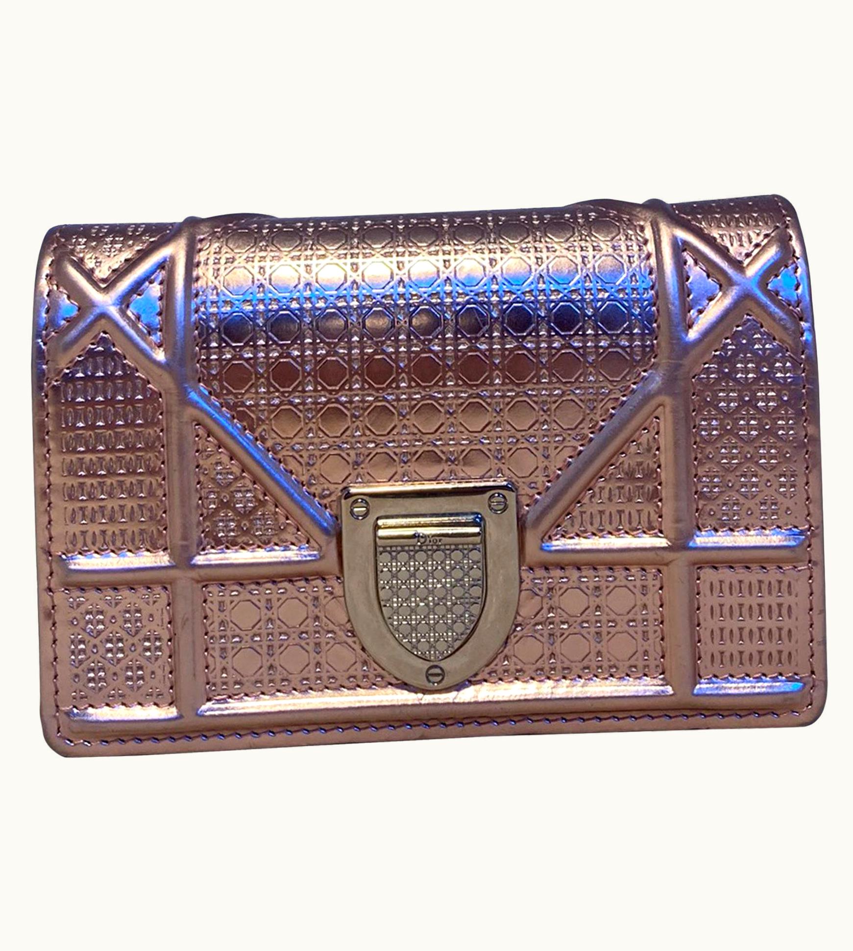 Dior Christian Dior Pink Metallic Mirco Cannage Baby Diorama Bag