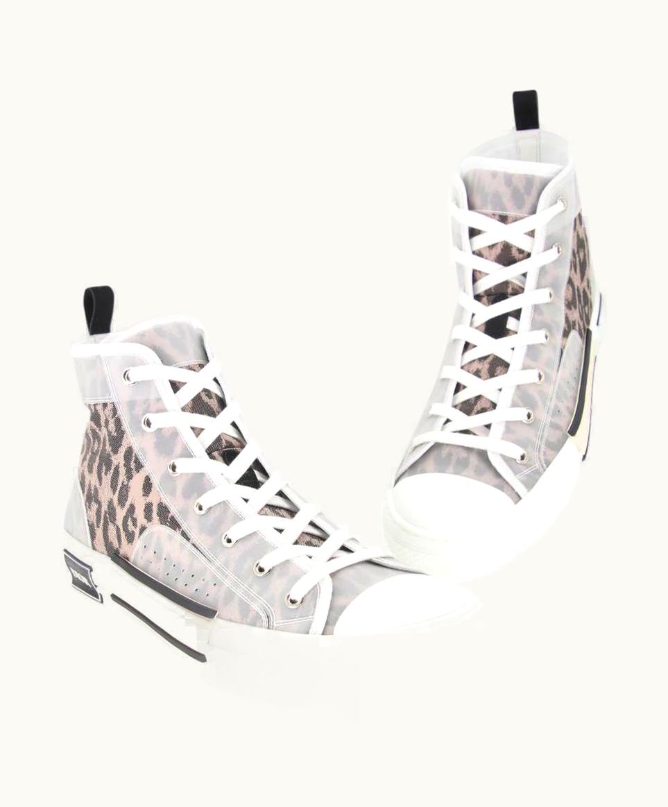 Dior Dior Leopard B23 High Top Men' Rubber Lace Up Sneakers UZ0571364