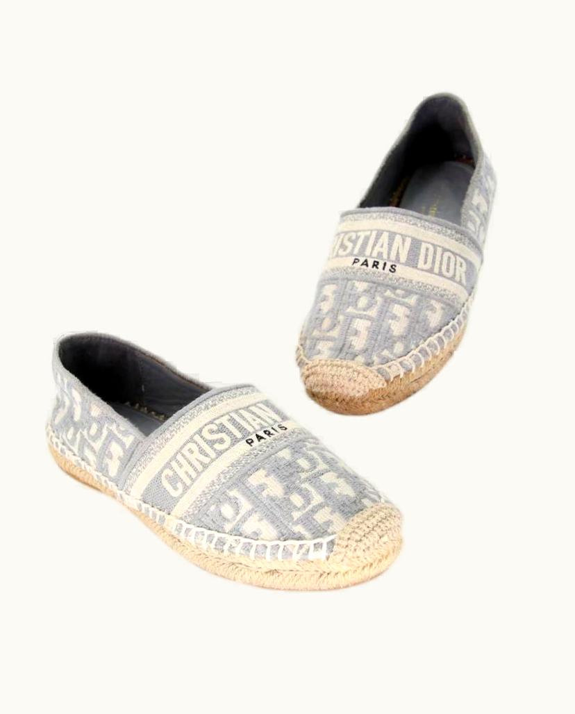 Dior Dior Granville Espadrille 37 Canvas Logo Monogram Slip On Flats Cd-0516n-0178