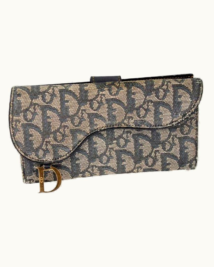Dior Dior Monogram Saddle Oblique Canvas With Gold Charm Wallet Cd-0618n-0003