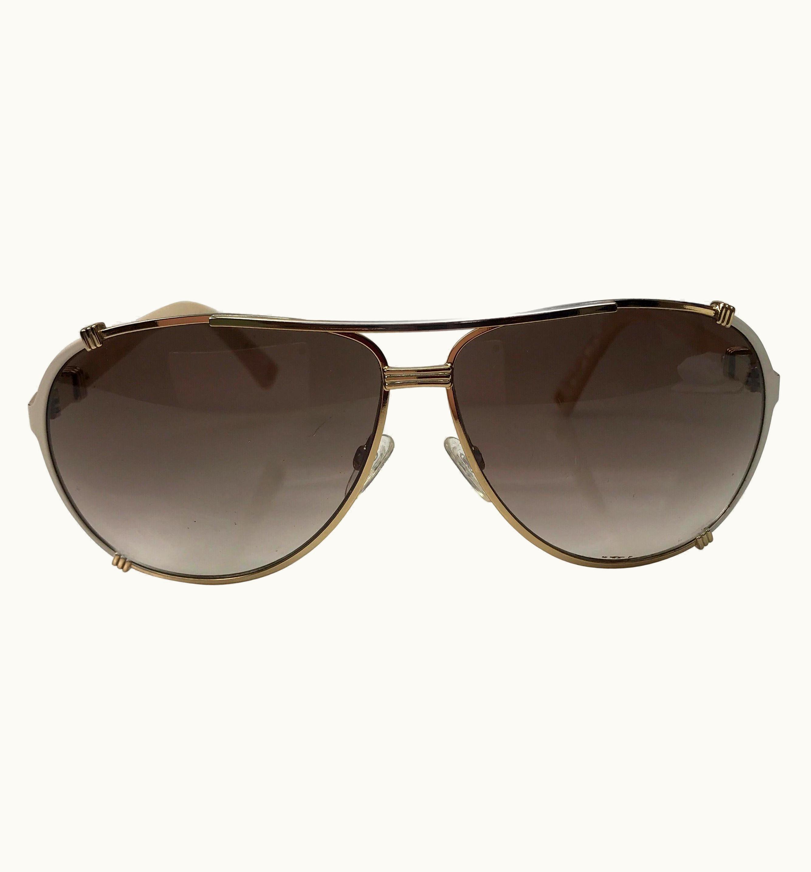 Dior Gold & White Aviator Sunglasses WS/S White Legs & Pink Detail