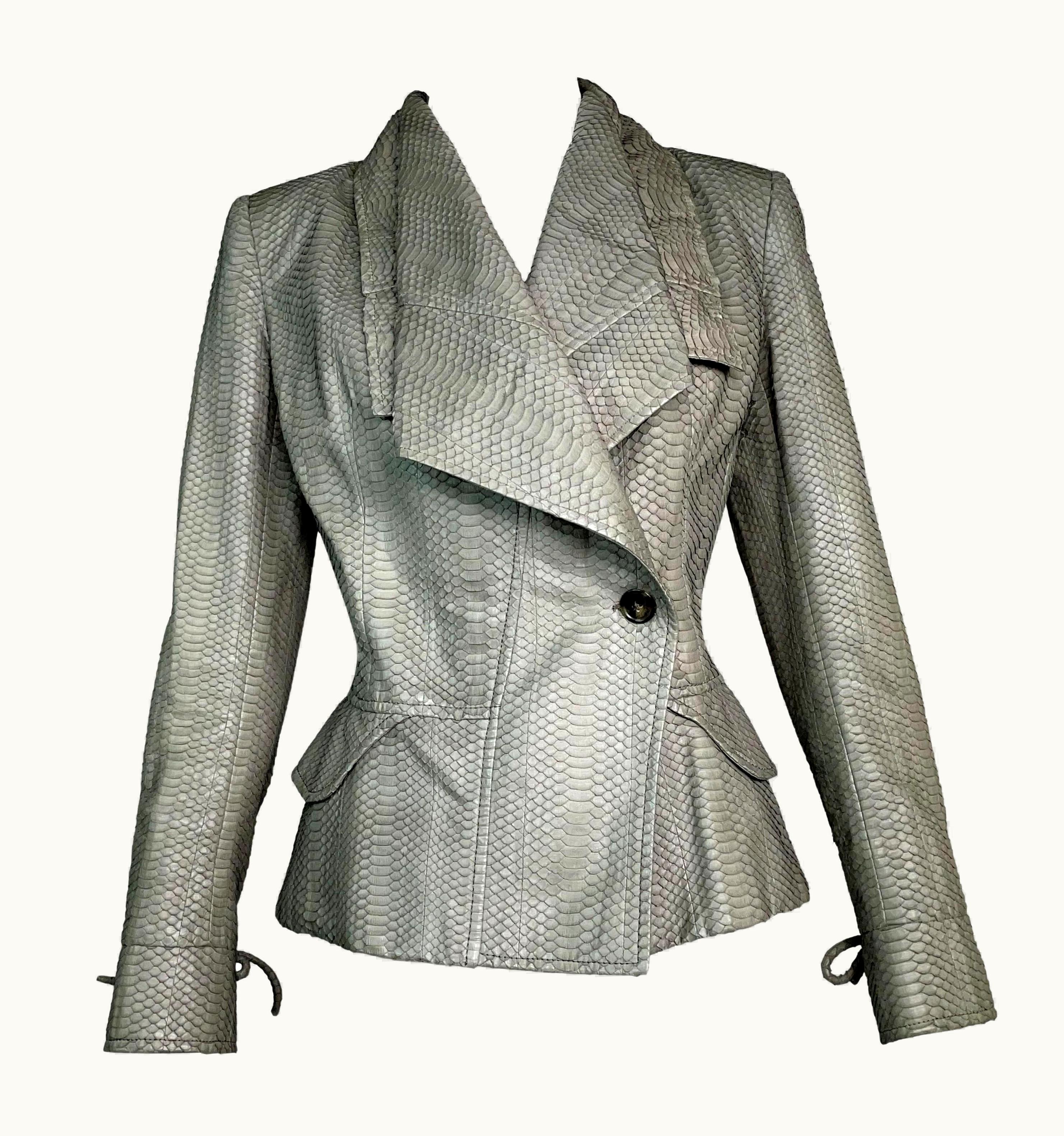 Dior AW 2010 Christian Dior John Galliano Runway Gray Snakeskin Short Jacket