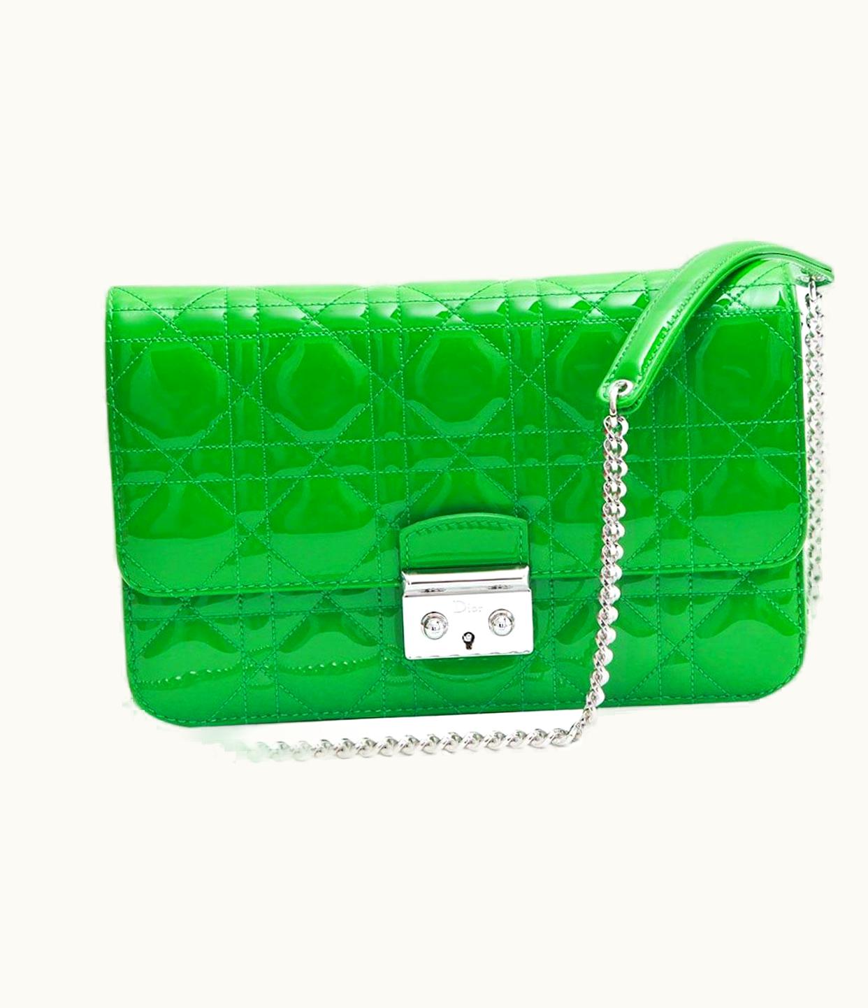 Dior 'Miss Dior' Flap Bag In Green Patent Leather