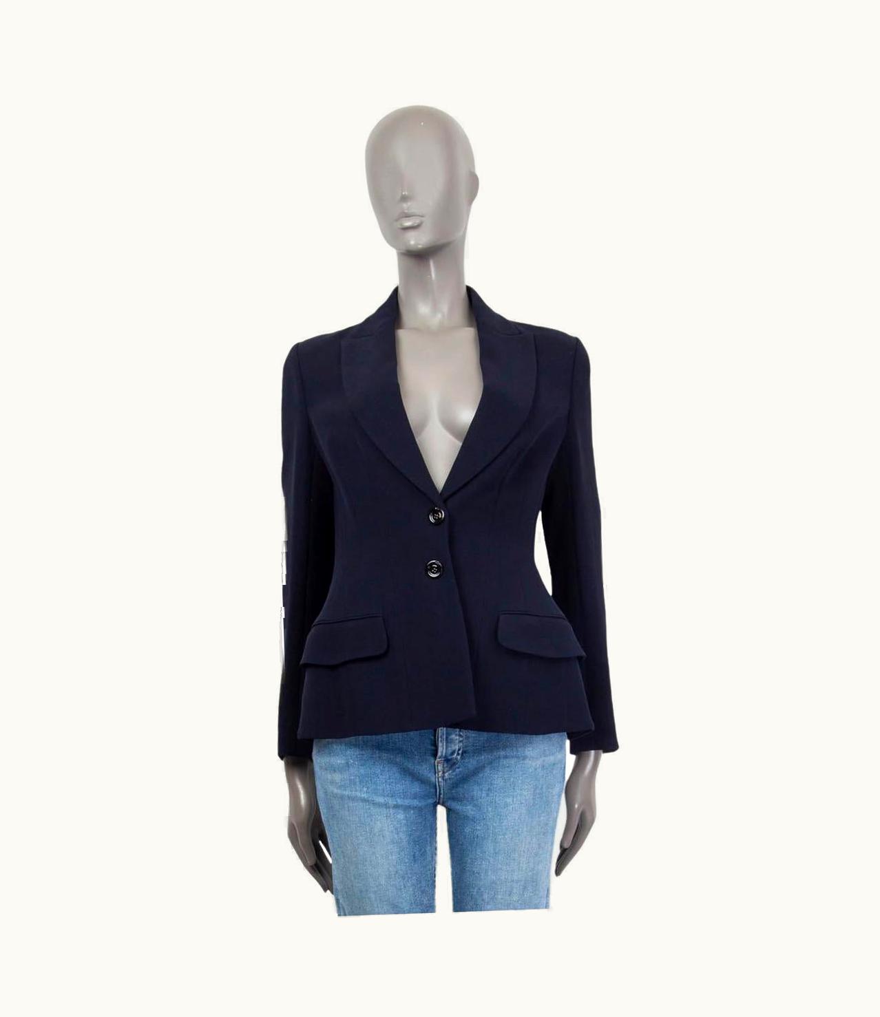 Dior Christian Dior Navy Blue Silk 2013 Cruise Blazer Jacket