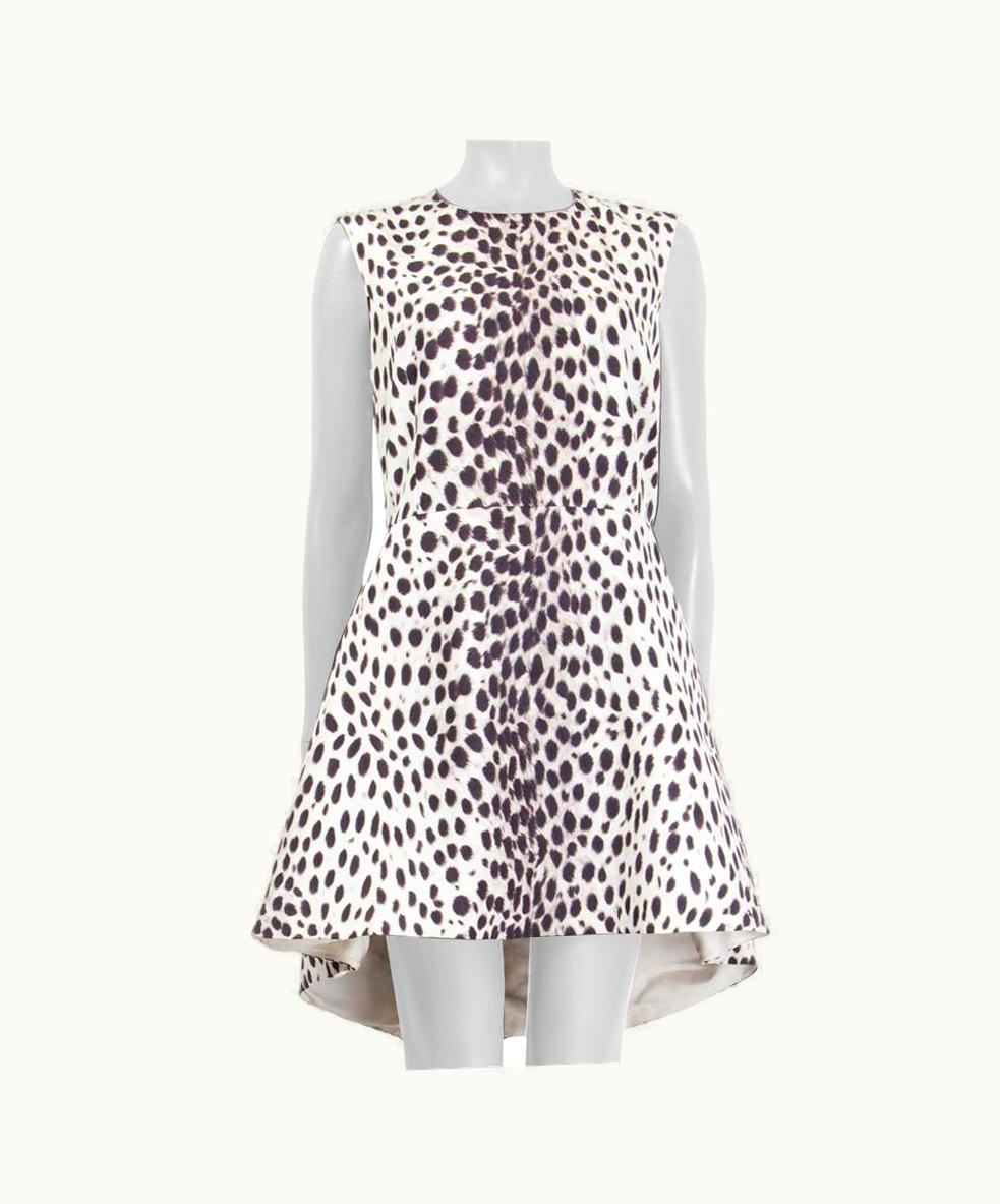 Dior Christian Dior White Cotton 2014 Cheetah High Low Dress 44 Xl
