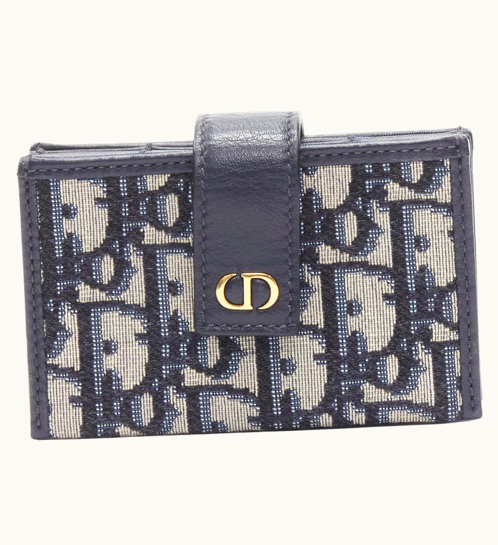 Dior Christian Dior Oblique 30 Montaigne Navy Monogram 5-gusset Cardholder Wallet
