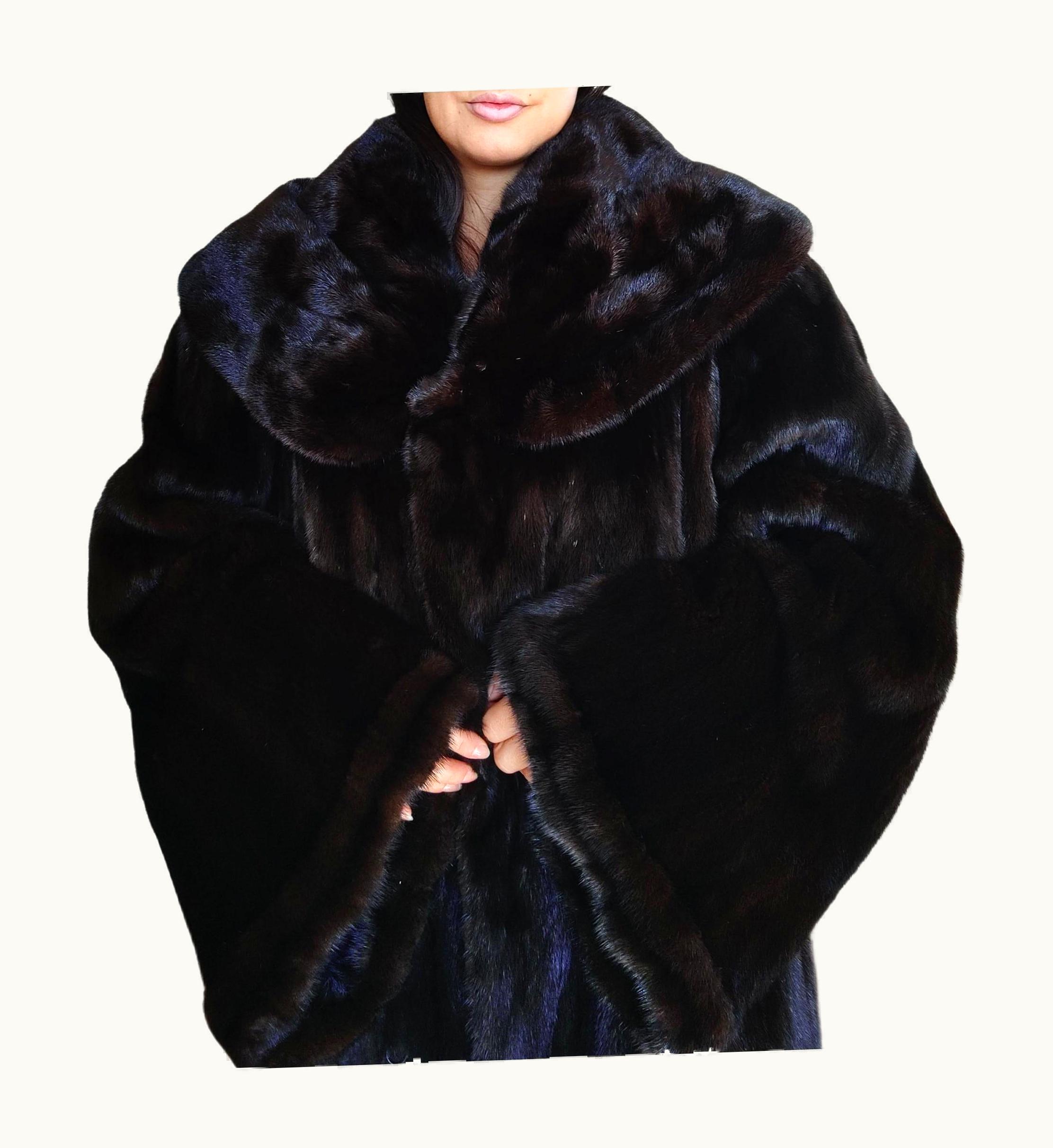 Dior Brand Christian Dior Black Mink Fur Swing Coat (4 2xl))