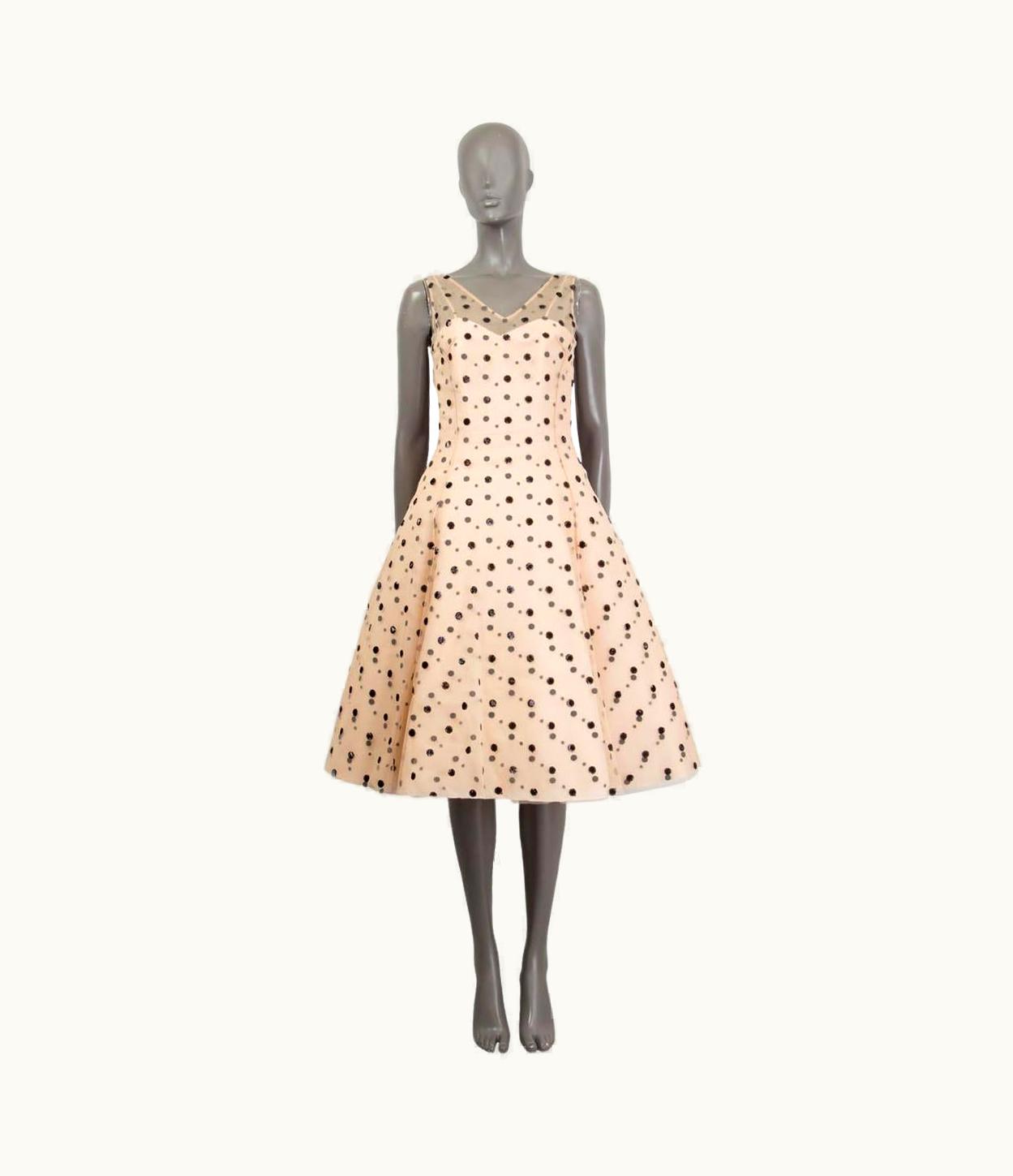 Dior Christian Dior Pink Silk 2016 Sequin Dotted Tulle Evening Dress