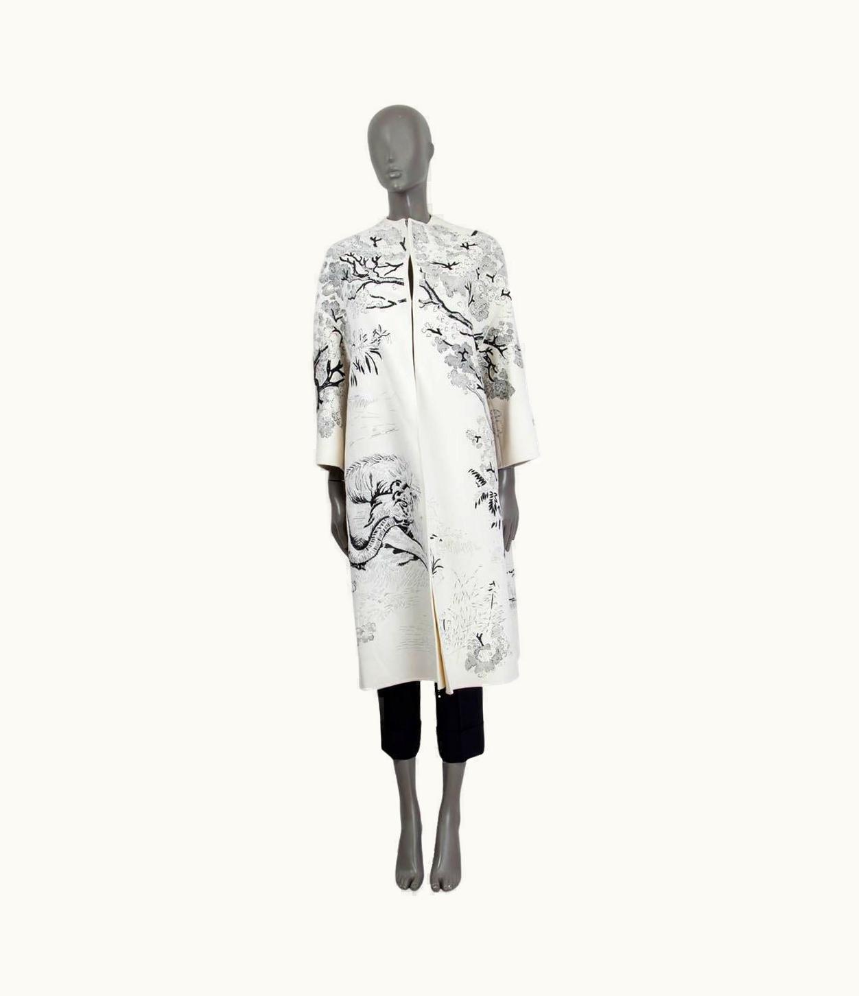 Dior Christian Dior White Wool & Rabbit Hair 2019 Embroidered Coat Jacket UZ0571417