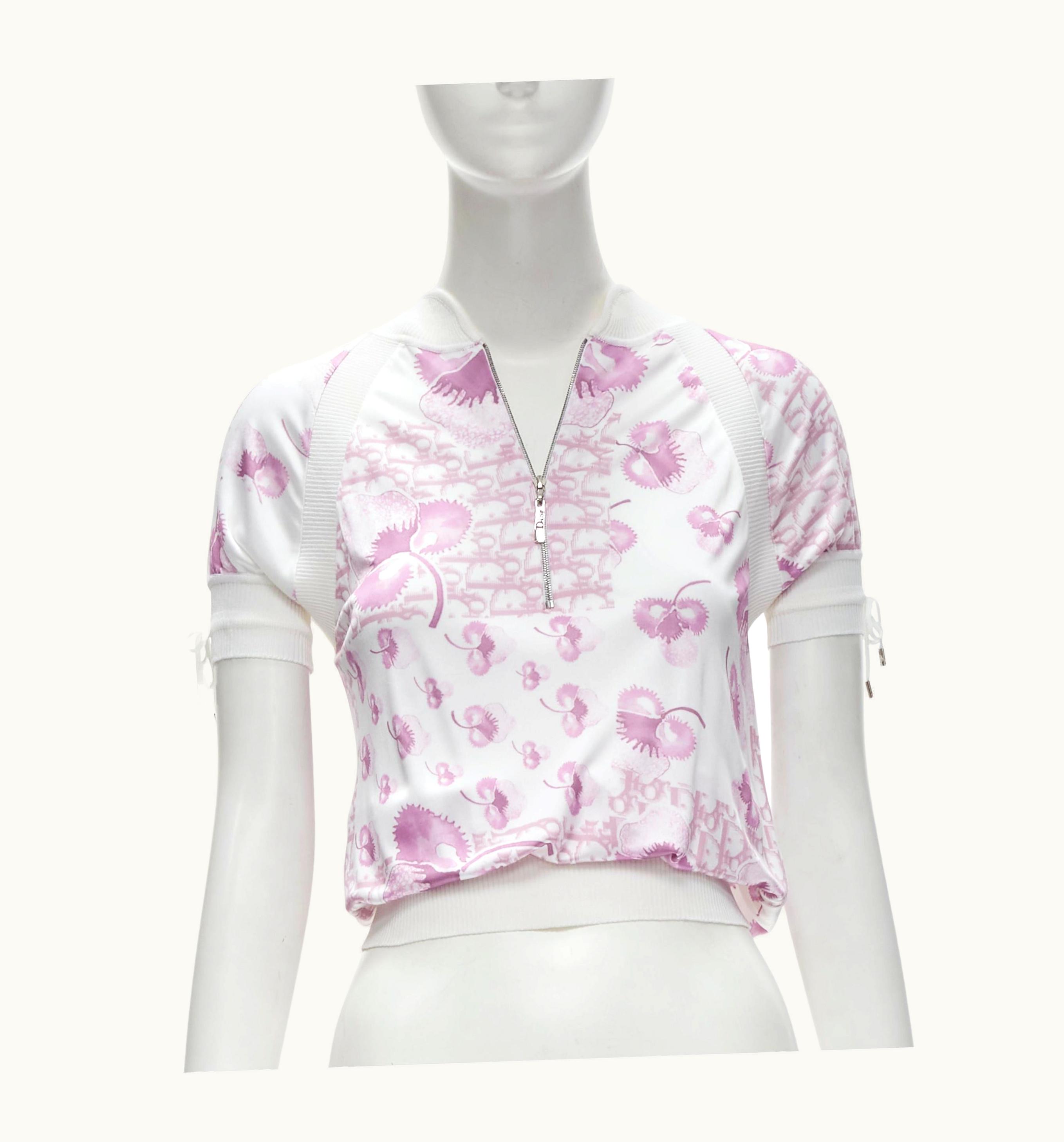 Dior Christian Dior Vintage Y2k Pink Trotteur Monogram Cherry Blossom Half Zip Top