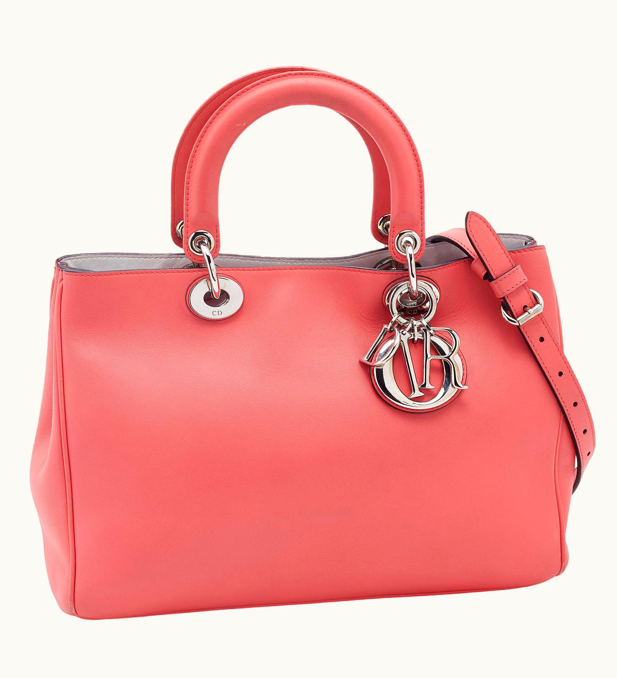 Dior Coral Pink Leather Medium Diorissimo Shopper Tote UZ0571422