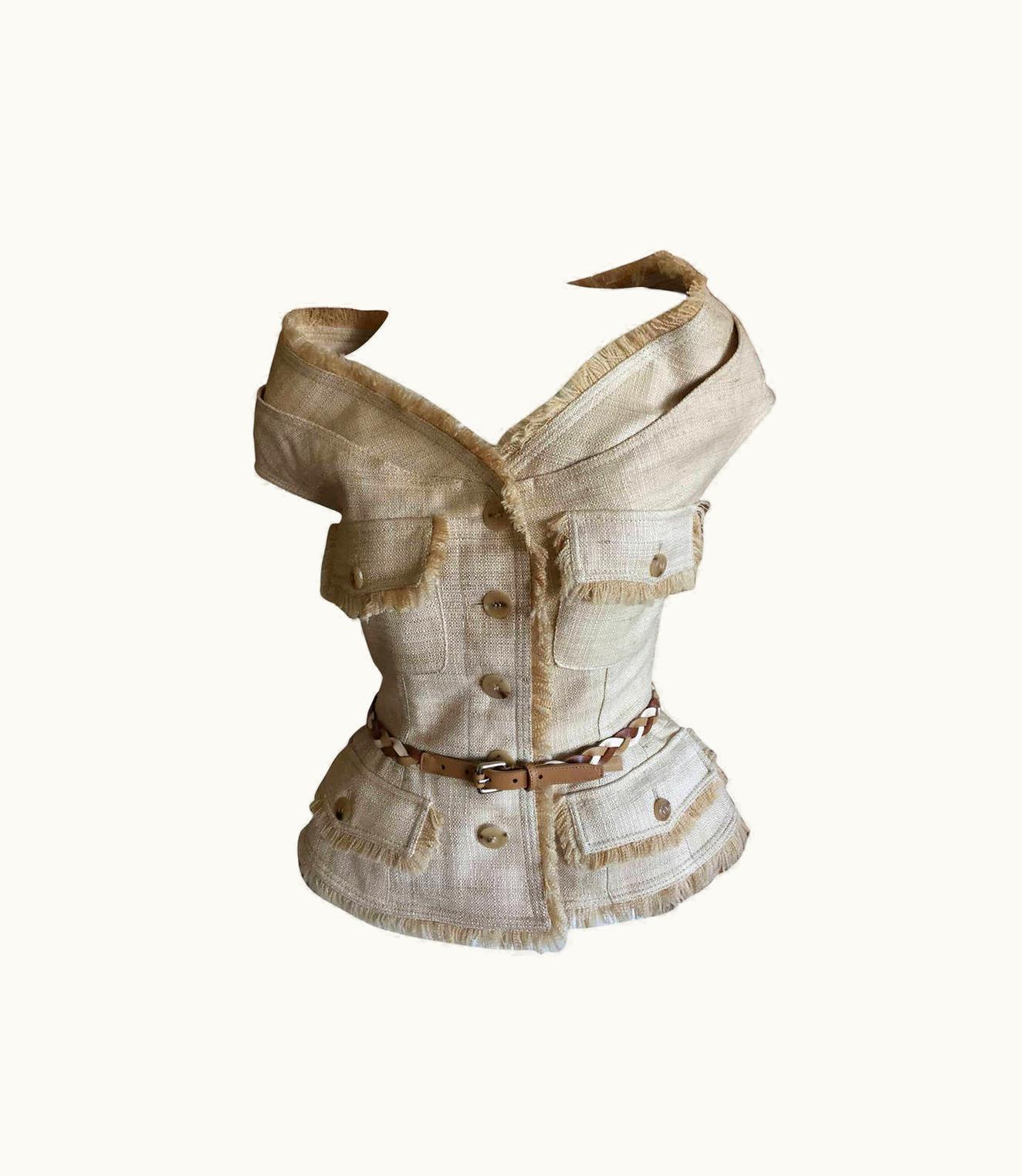 Dior Christian Dior By John Galliano Off The Shoulder Silk Fringe Jacket 2011