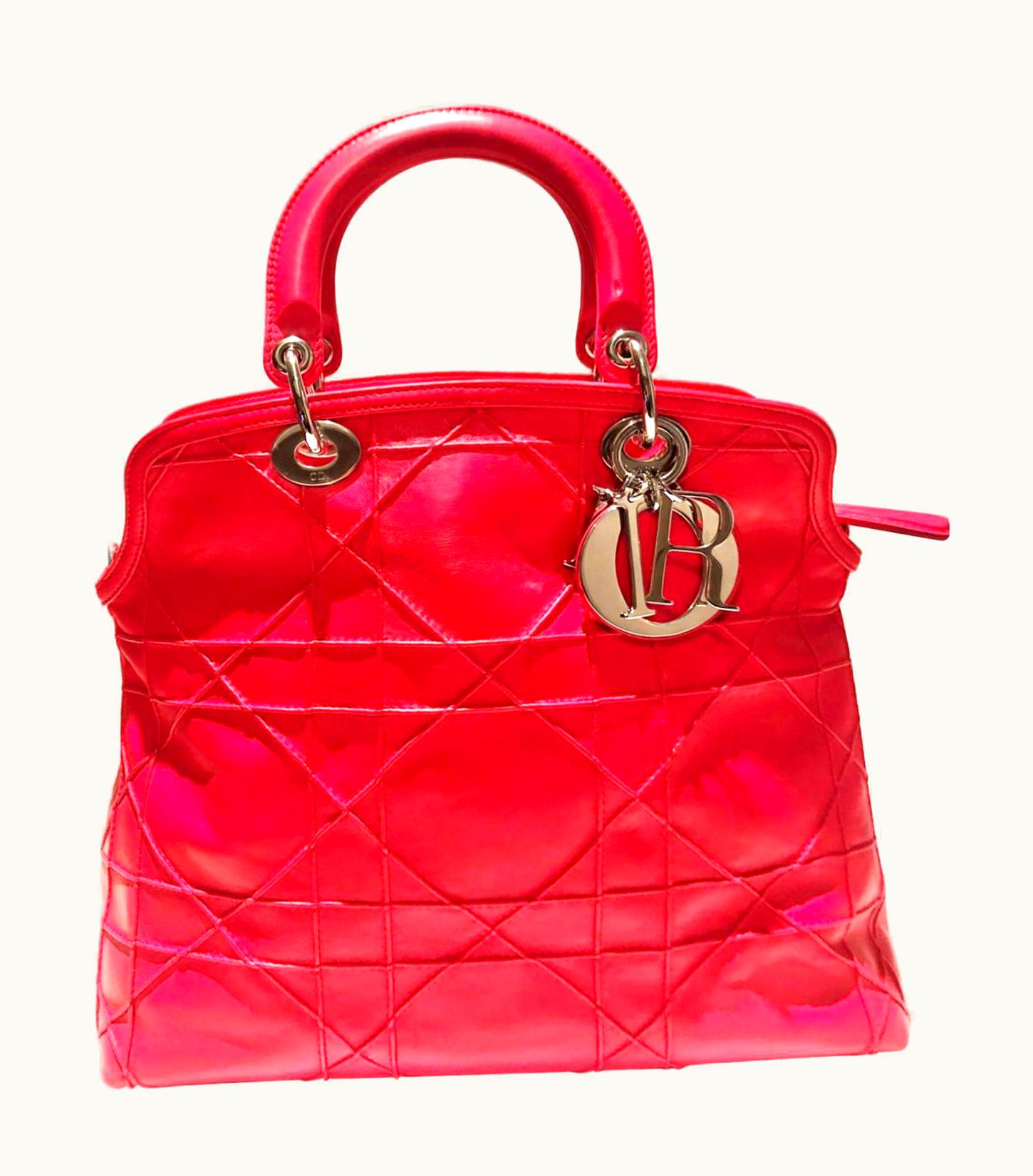 Dior Christian Dior Granville Dior Calfskin Red Leather Tote Bag