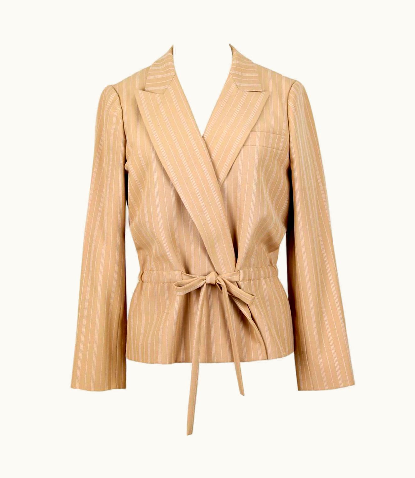 Dior Christian Dior S/S 1976 Haute Couture Marc Bohan Tan Wool Pinstriped Jacket