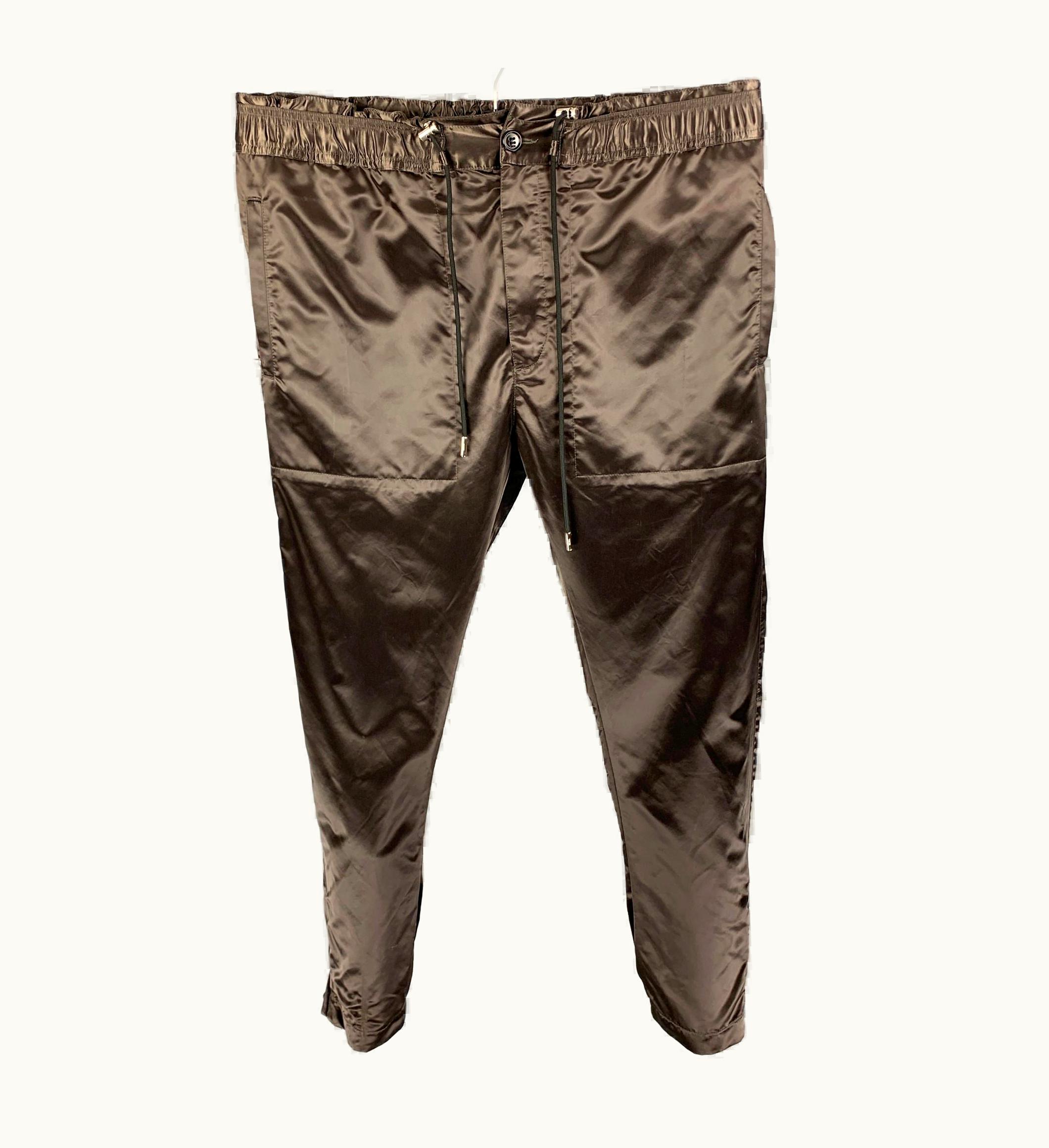 Dior By Kim Jones Grey Gunmetal Polyamide Drawstring Casual Pants