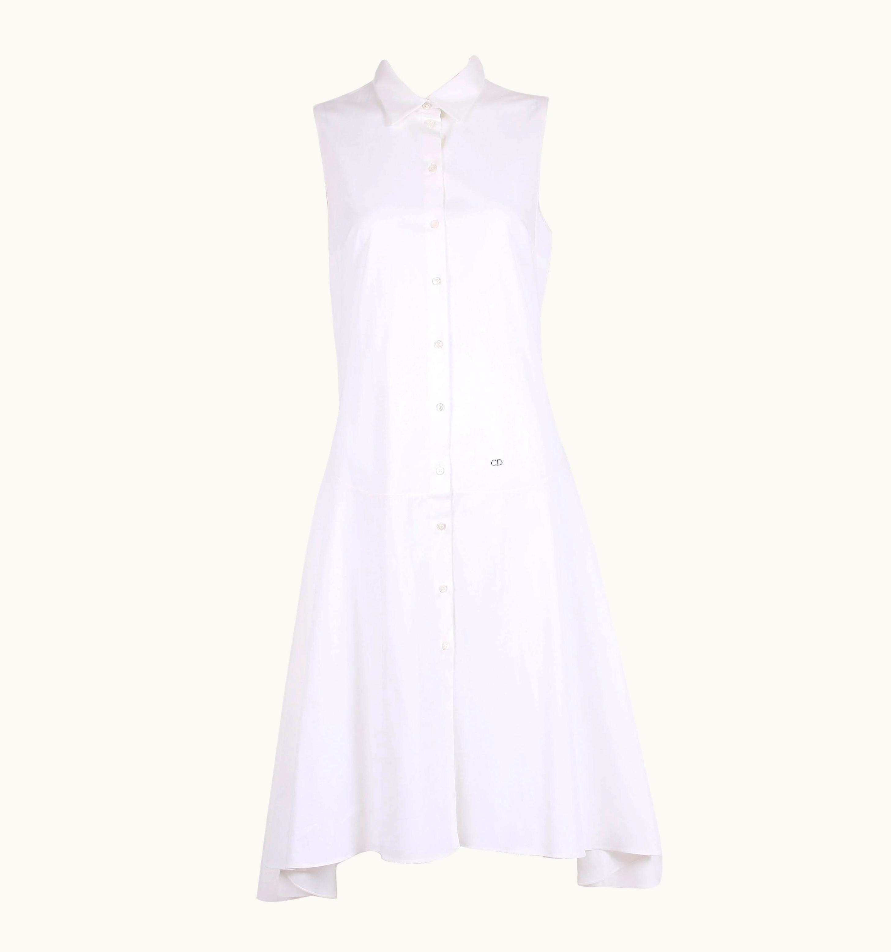 Raf Simons 2013 Christian Dior By Raf Simons White Sleeveless Day Dress w/High-Low Hem