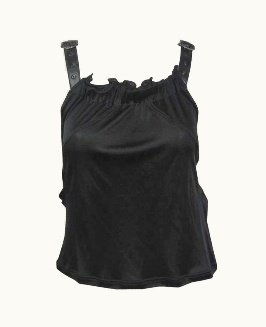 Dior Christian Dior Black Bondage Leather Silver Metal Buckle Shirt