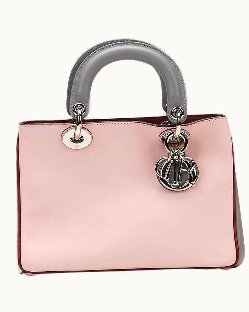 Dior 2014 Christian Dior Pink, Grey & Burgundy Calfskin Mini Diorissimo
