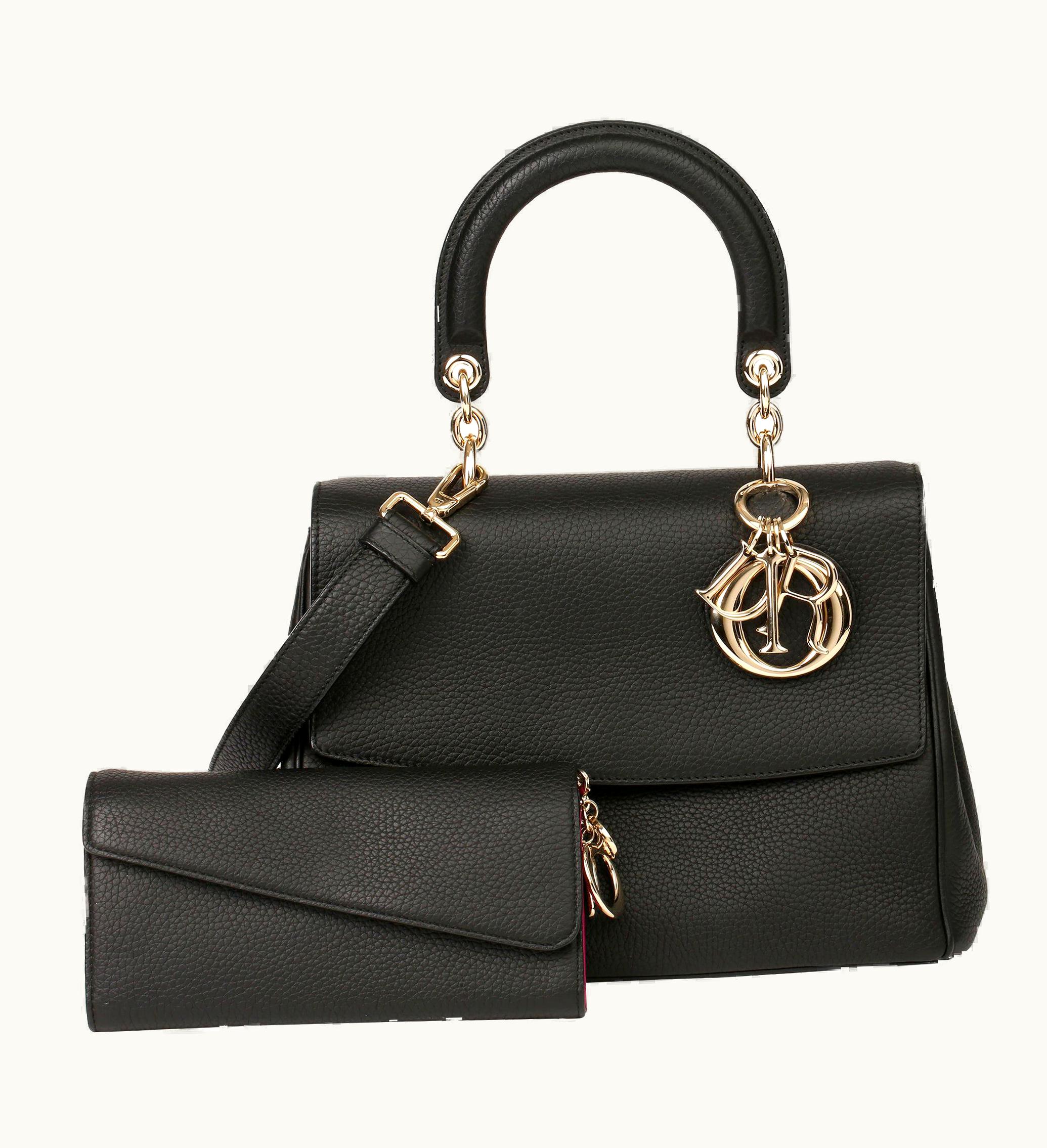 Dior 2014 Christian Dior Black Grained Calfskin Leather Be Dior With Wallet-on-Chain UZ0571472