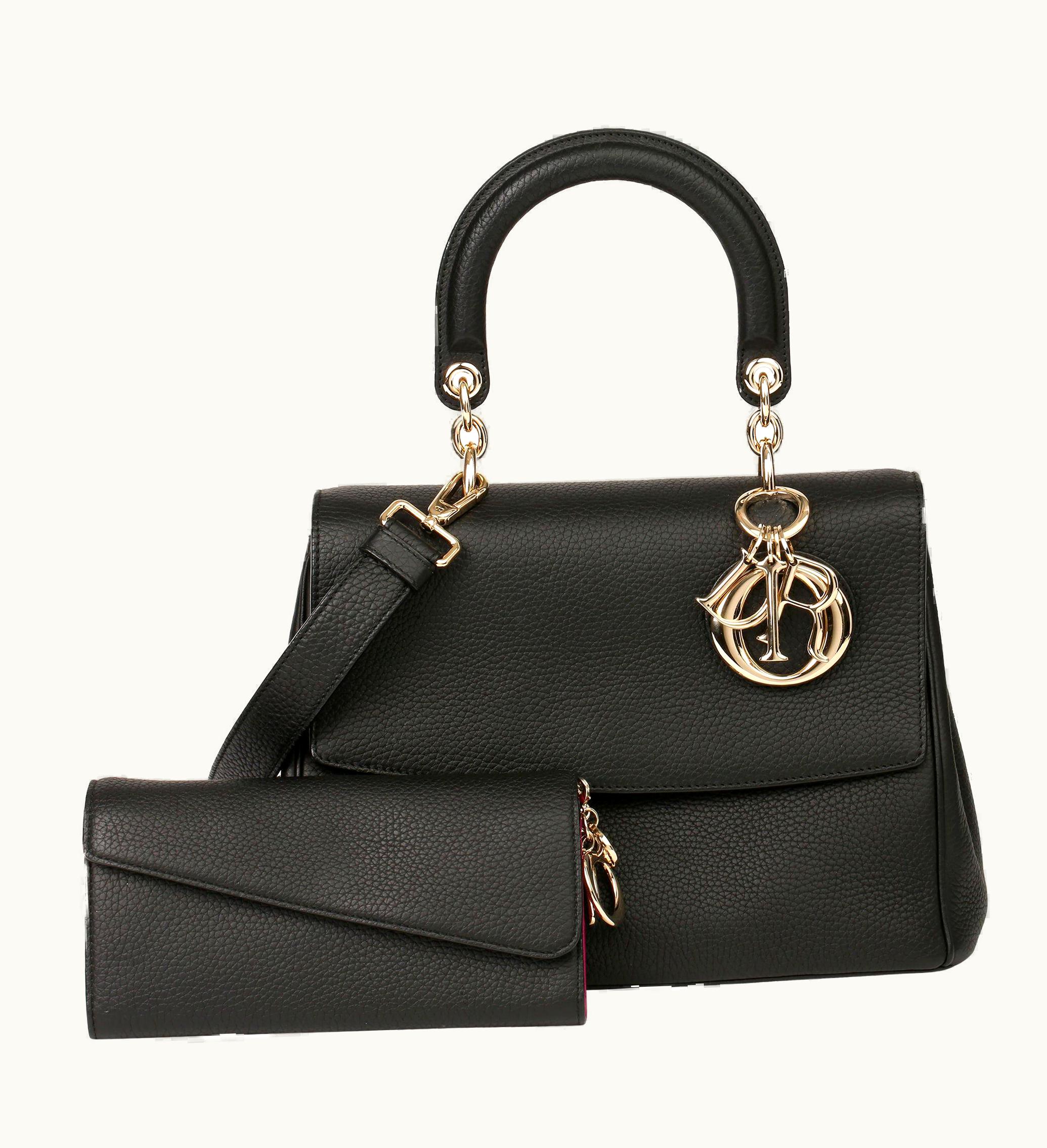 Dior 2014 Christian Dior Black Grained Calfskin Leather Be Dior With Wallet-on-Chain UZ0571473