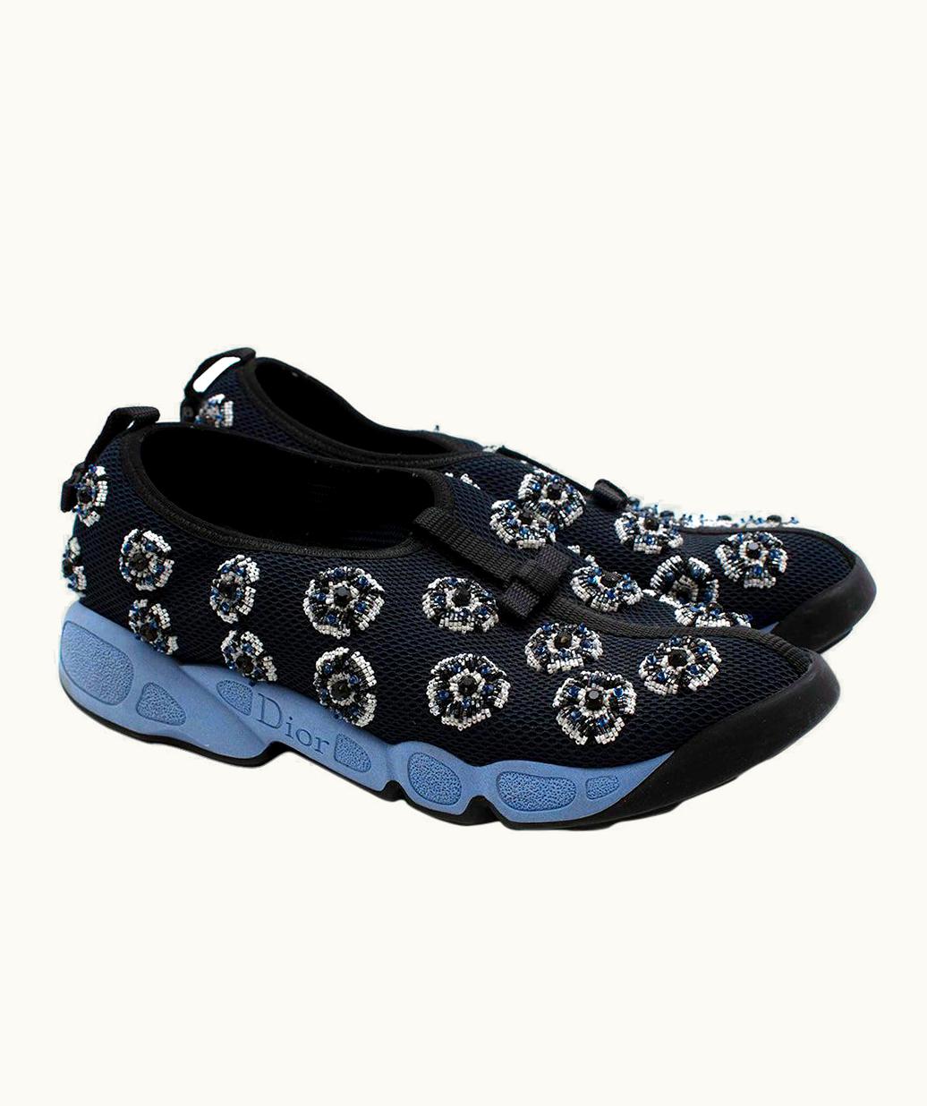Raf Simons Dior Couture By Raf Simons Blue Embroidered Fusion Trainers - Size Eu