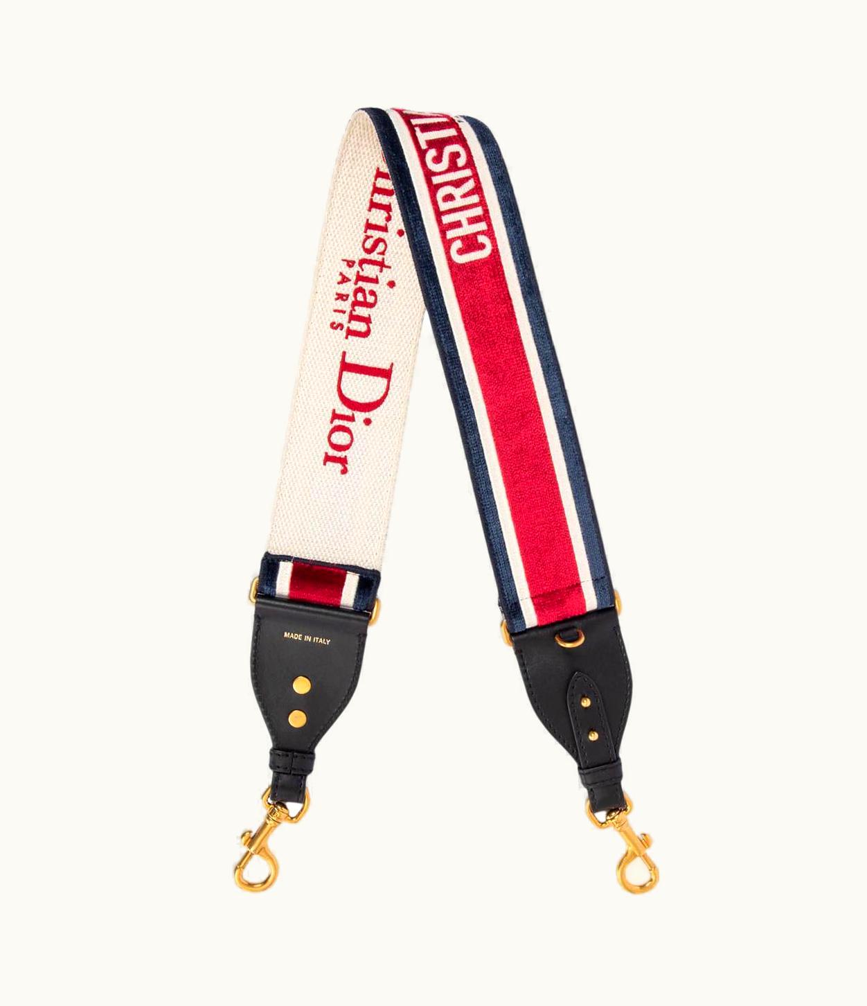 Dior Christian Dior Red Blue White 2021 Logo Velvet Bag Strap