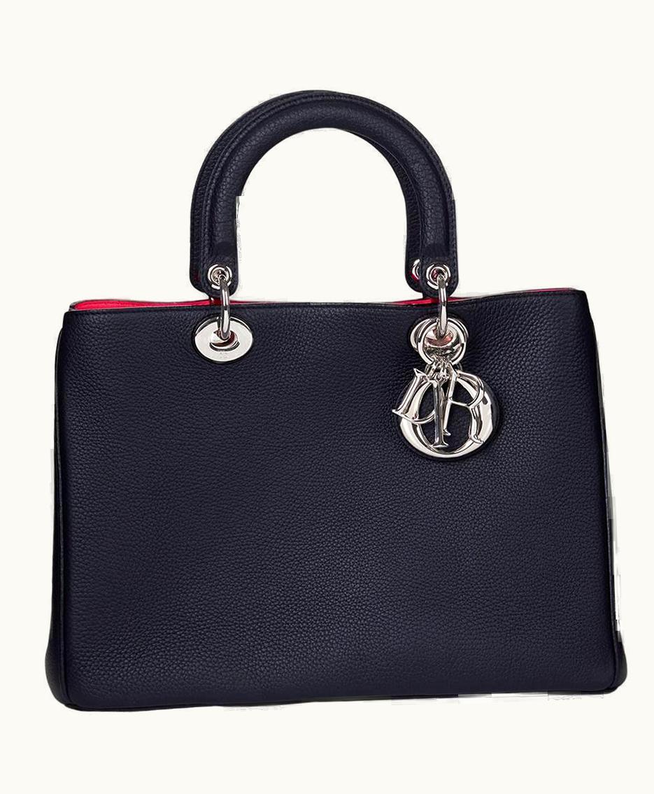 Dior 2015 Dior Navy Grained Calfskin Medium Diorissimo